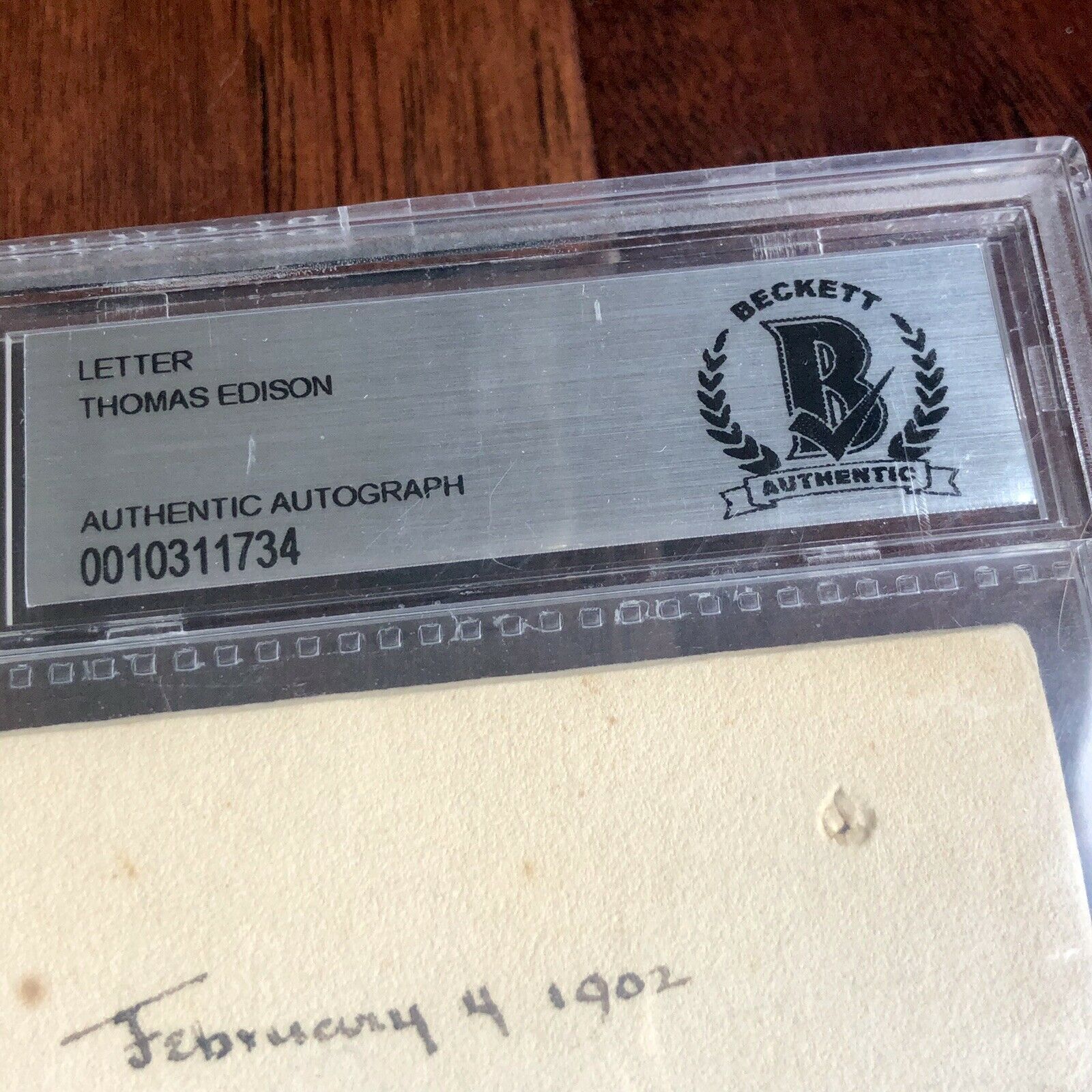 THOMAS EDISON * BAS Beckett Slabbed Autograph * Lengthy Handwritten Poem Signed