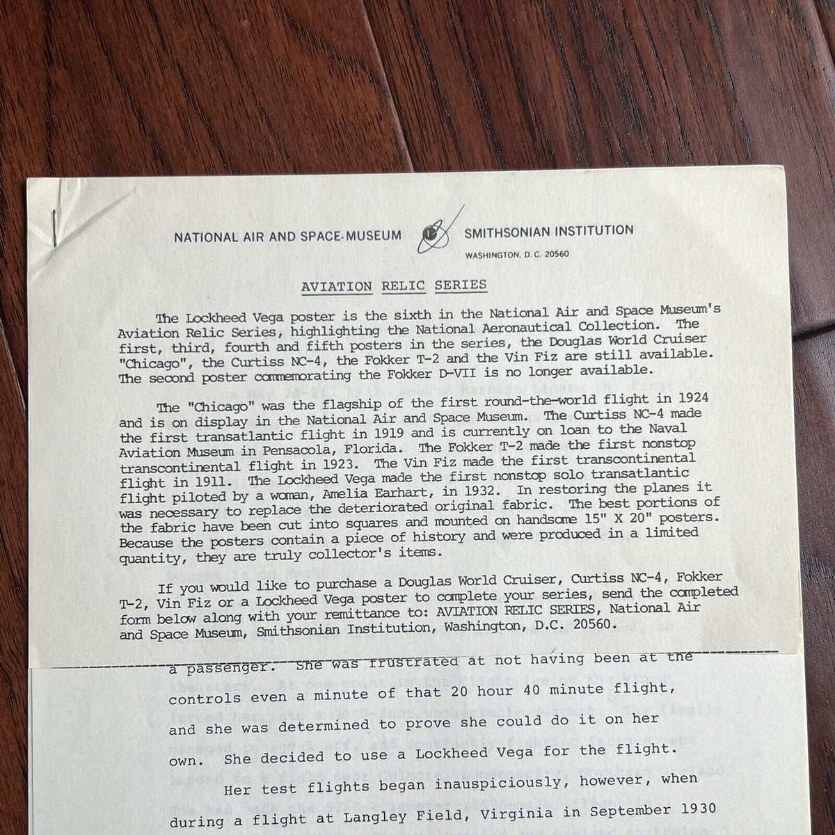 AMELIA EARHART * Original Flown Vega 5B Fabric * From Smithsonian Institute