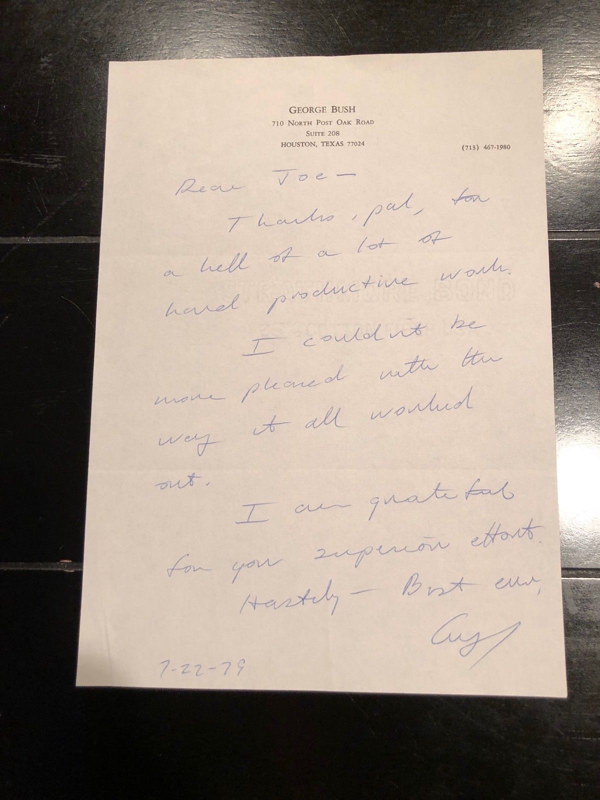George HW Bush * PSA/DNA * Handwritten AUTOGRAPH letter SIGNED * 1979