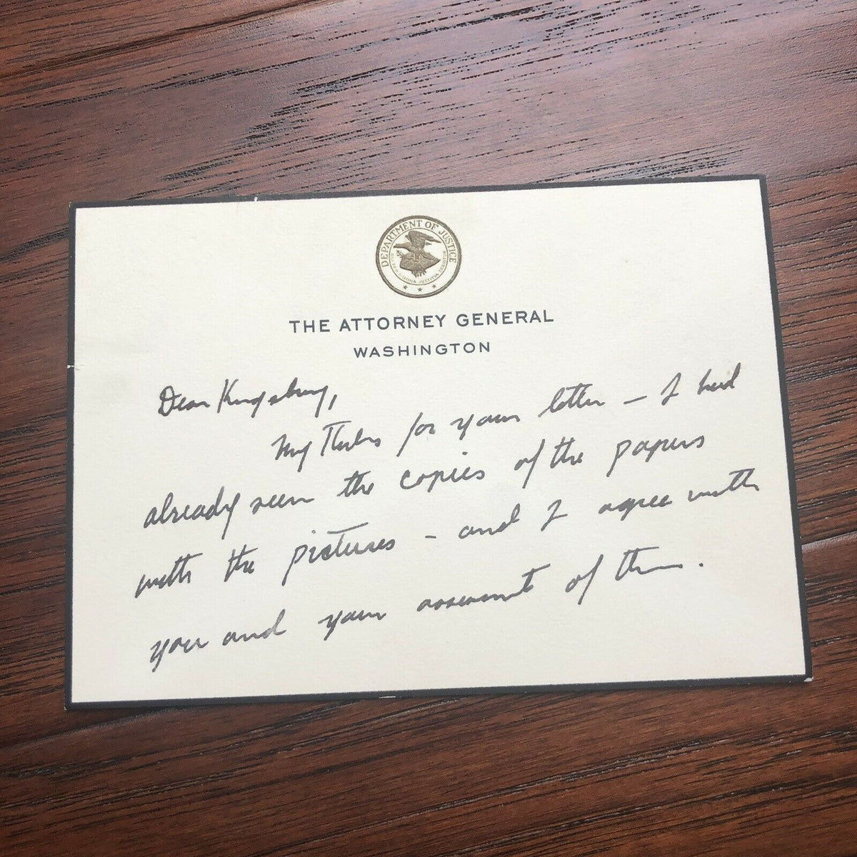 ROBERT F. KENNEDY * JSA * Handwritten Letter Signed As Attorney General Re: JFK