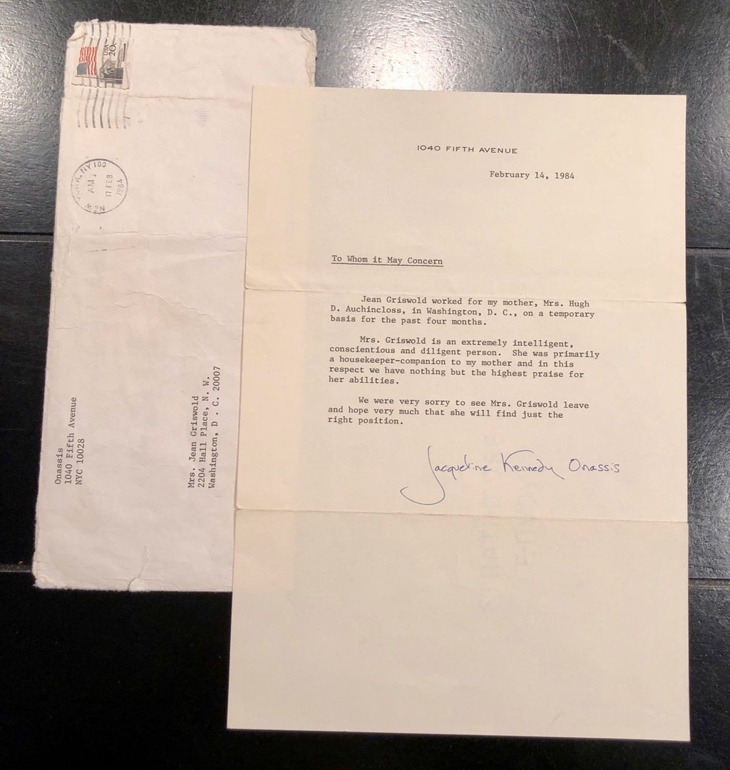 JACQUELINE KENNEDY * PSA/DNA AUTOGRAPH reference note SIGNED for Mom's Caretaker