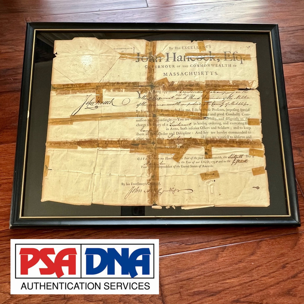 JOHN HANCOCK * PSA/DNA * Signed Militia Appointment Autograph Full Signature