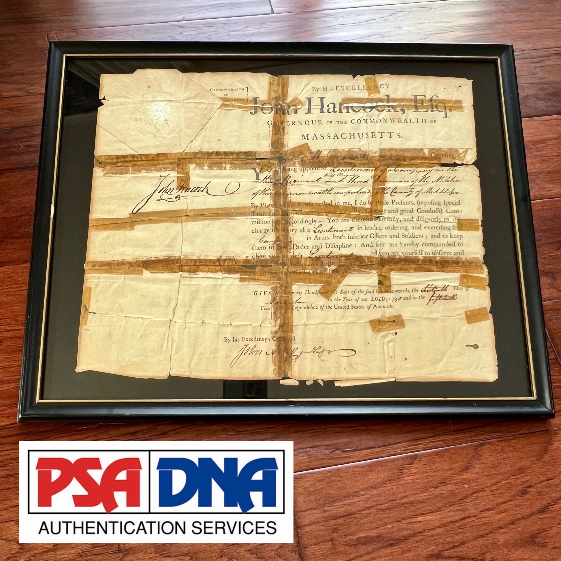 JOHN HANCOCK * PSA/DNA * Signed Militia Appointment Autograph Full Signature