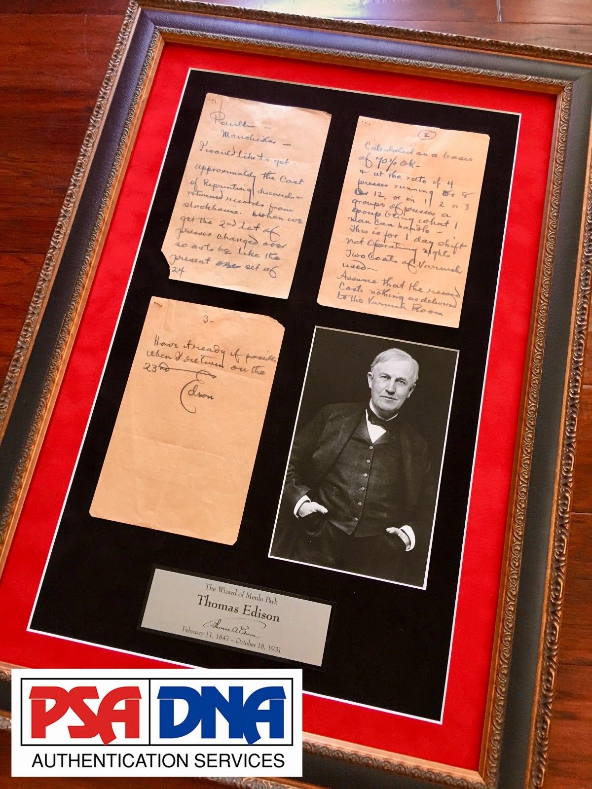 THOMAS EDISON * 3 Pg Handwritten AUTOGRAPH "records" Note SIGNED * PSA/DNA COA