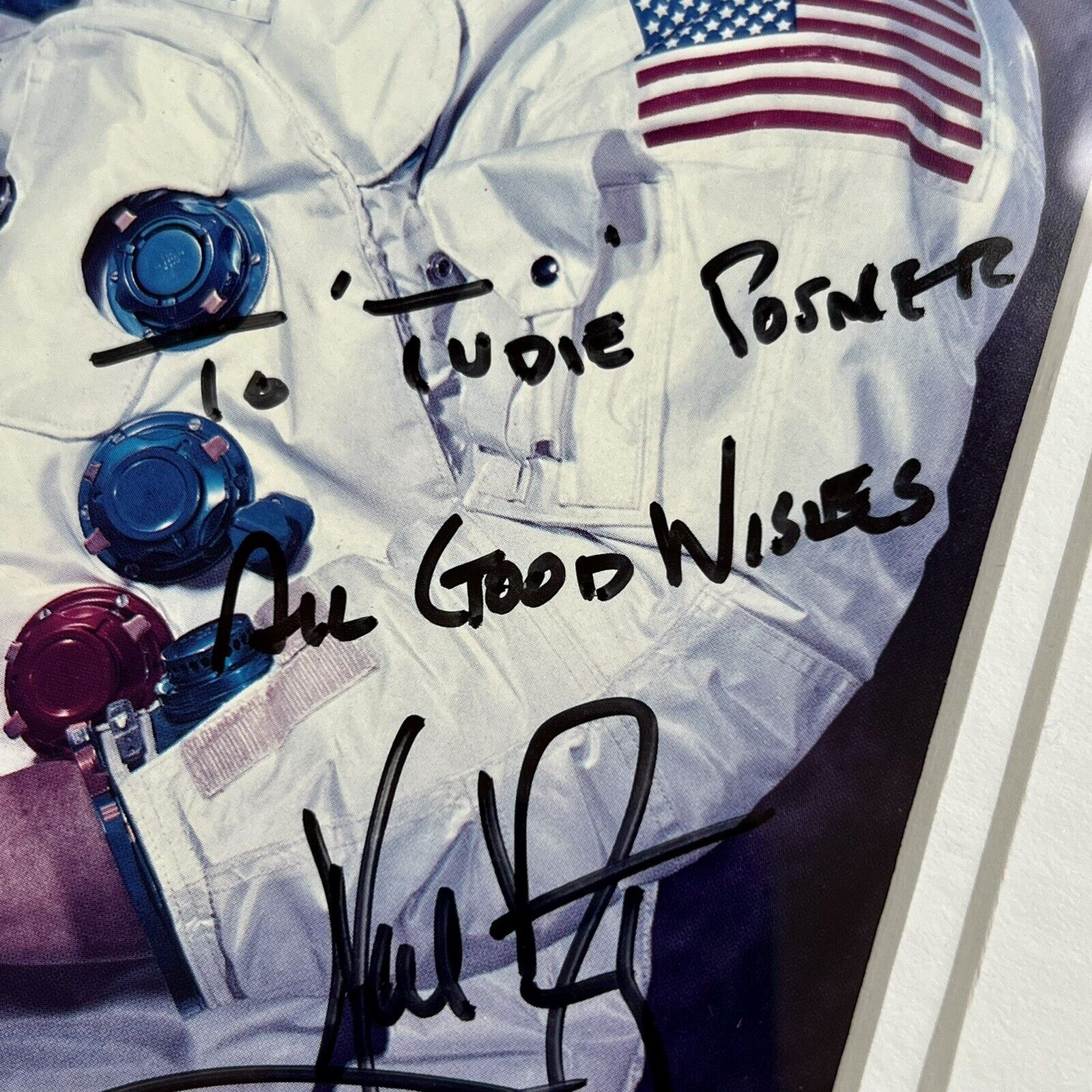 NEIL ARMSTRONG * JSA * Bold Signed NASA White Space Suit Photo Autograph
