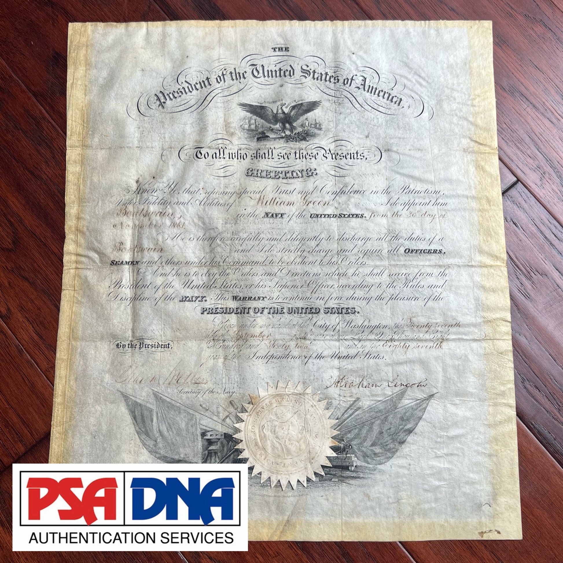 ABRAHAM LINCOLN * PSA/DNA * Autograph Document Same Week as Emancipation Signed