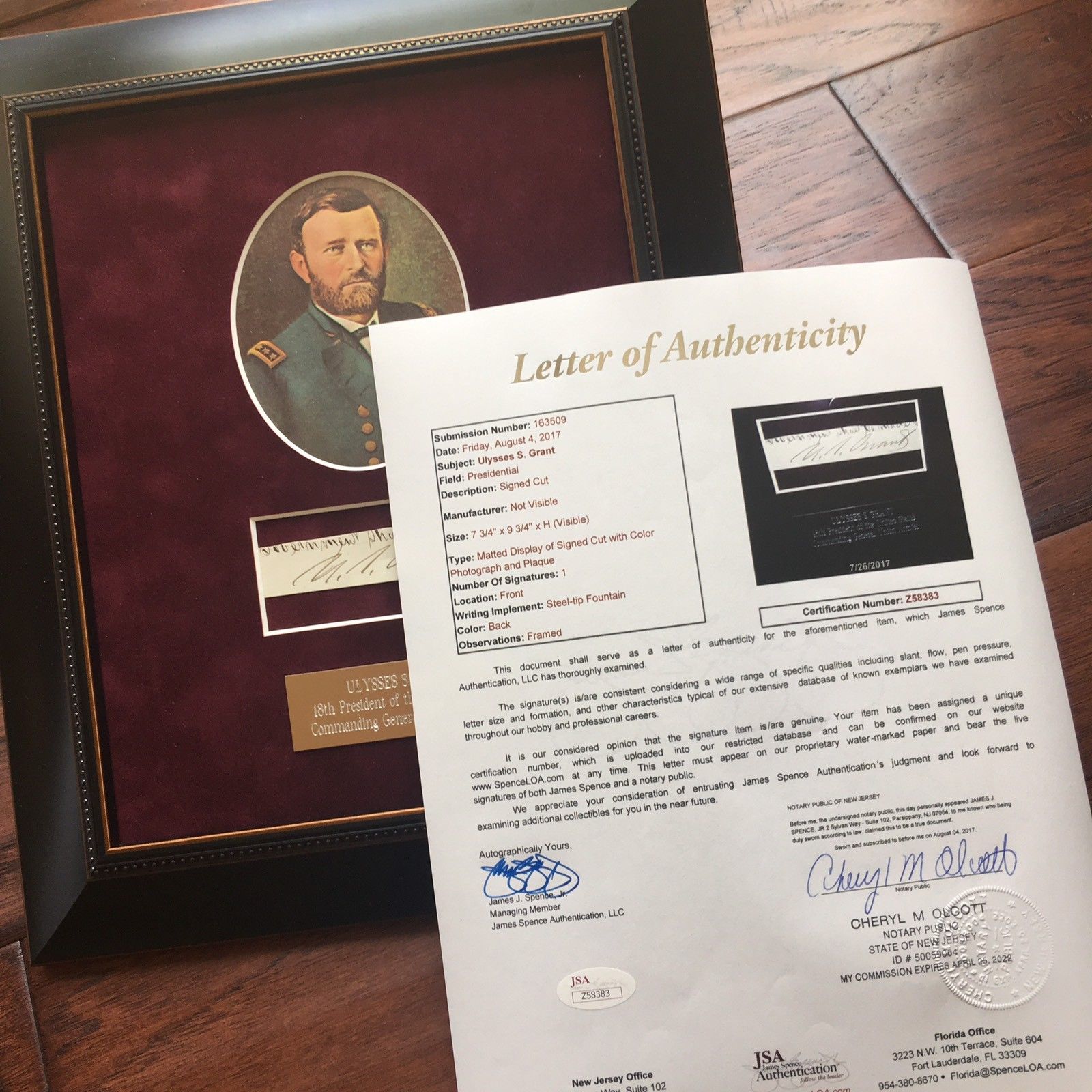 ULYSSES S. GRANT * JSA COA * AUTOGRAPH Executive Order Cut Signed * AS PRESIDENT