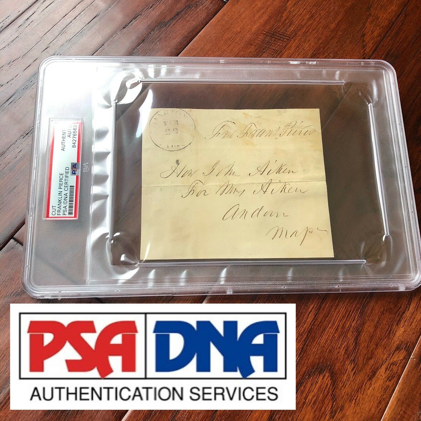 FRANKLIN PIERCE * PSA/DNA Slab * Autograph Free Frank Envelope Signed *