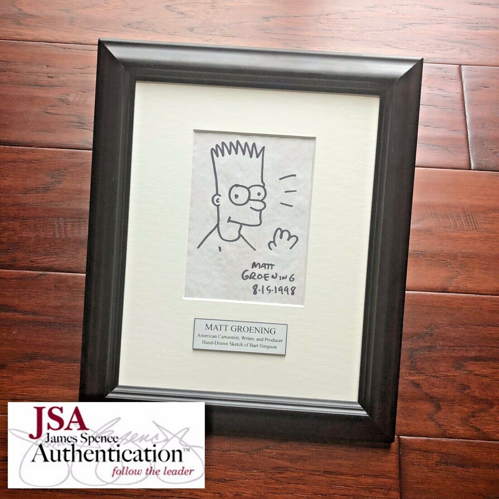 MATT GROENING * JSA * AUTOGRAPH Hand Drawn Bart Simpson SIGNED