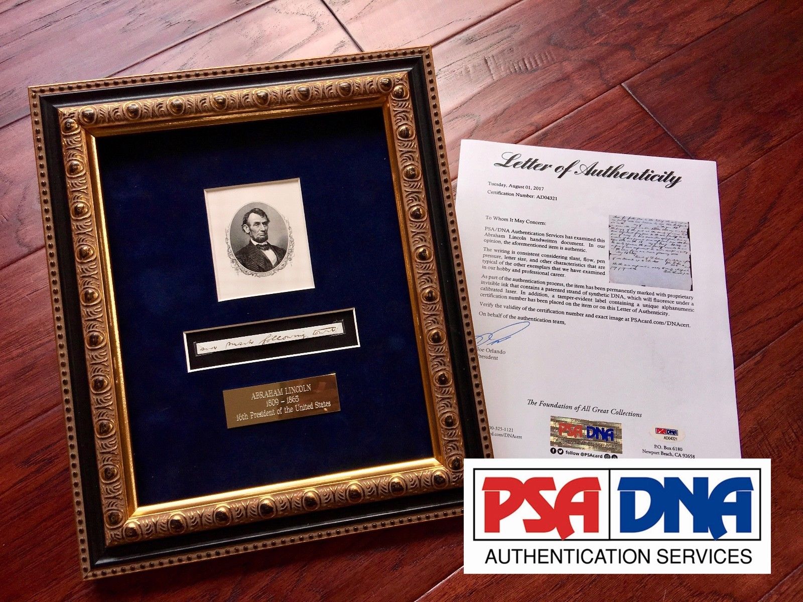 ABRAHAM LINCOLN * PSA/DNA * 4 Handwritten Cut Words *