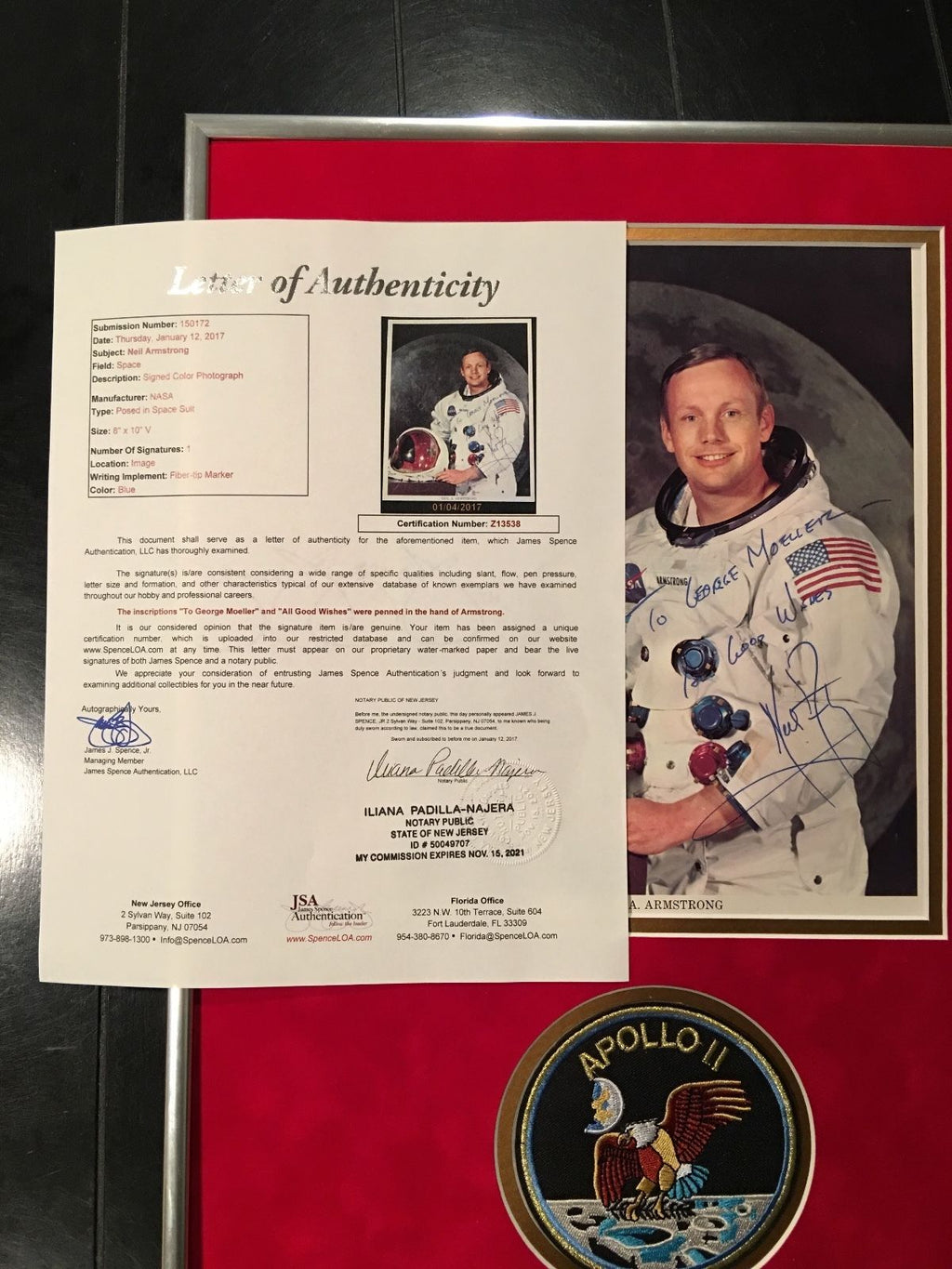 NEIL ARMSTRONG * Signed WSS Portrait JSA NASA LITHOGRAPH * Apollo 11 autograph