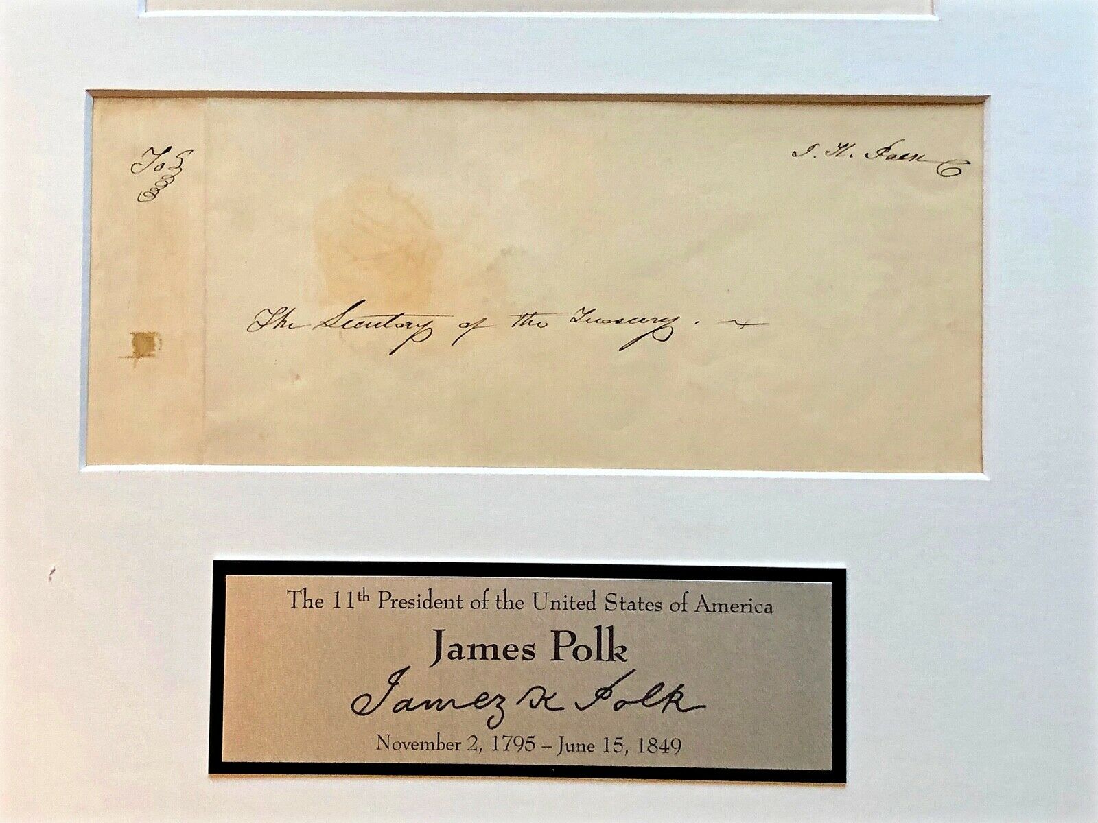 JAMES K. POLK * BAS COA * Scarce AUTOGRAPH Envelope SIGNED * 11th President