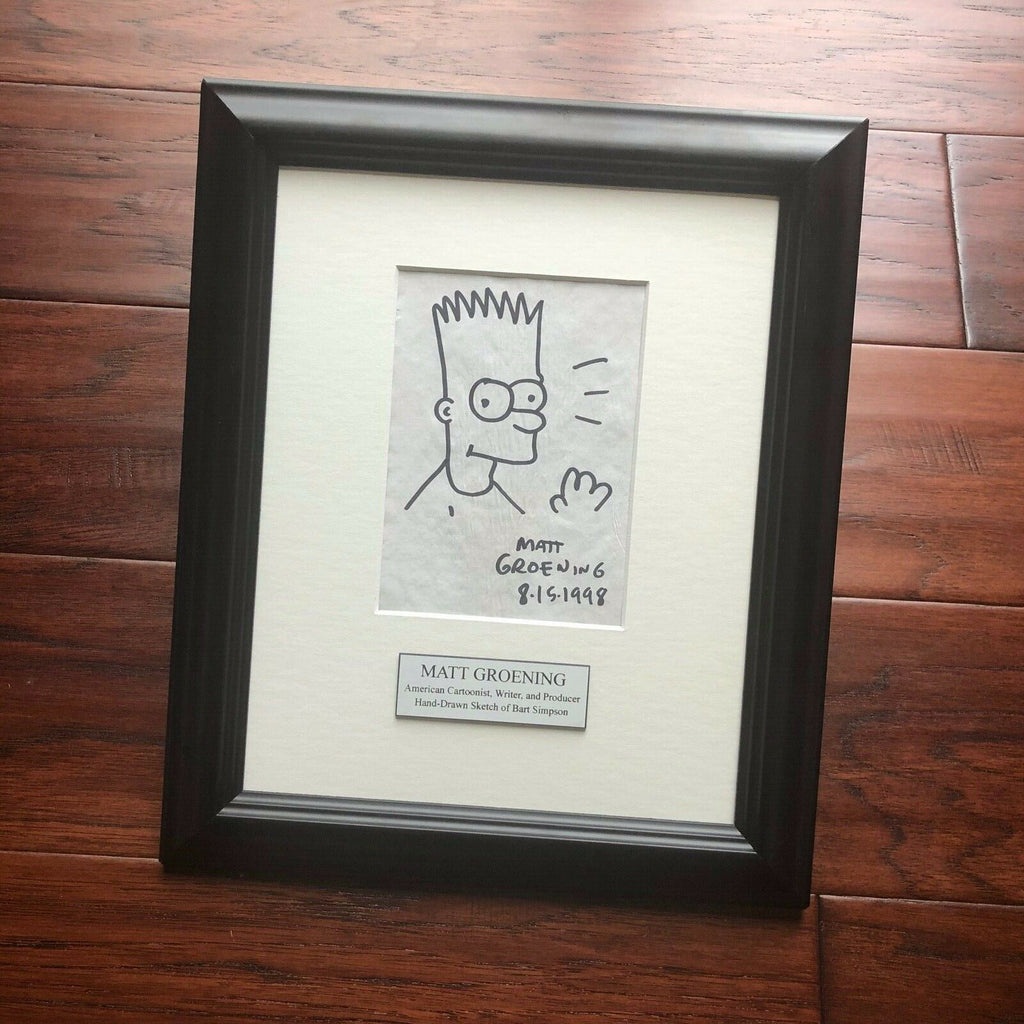 MATT GROENING * JSA * AUTOGRAPH Hand Drawn Bart Simpson SIGNED