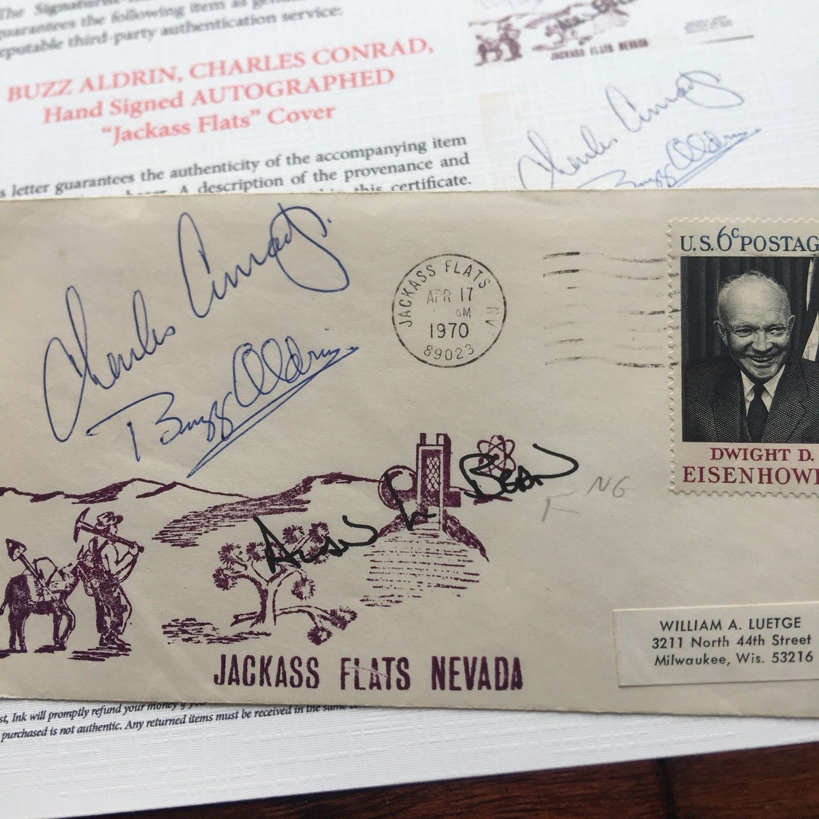 BUZZ ALDRIN * Charles CONRAD * Autograph Signed * Cachet Cover Apollo 11 & 12