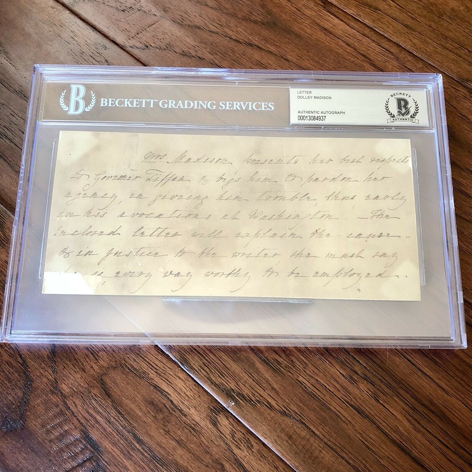 Dolley Madison * BAS Beckett Slabbed * Autograph Handwritten Letter Signed