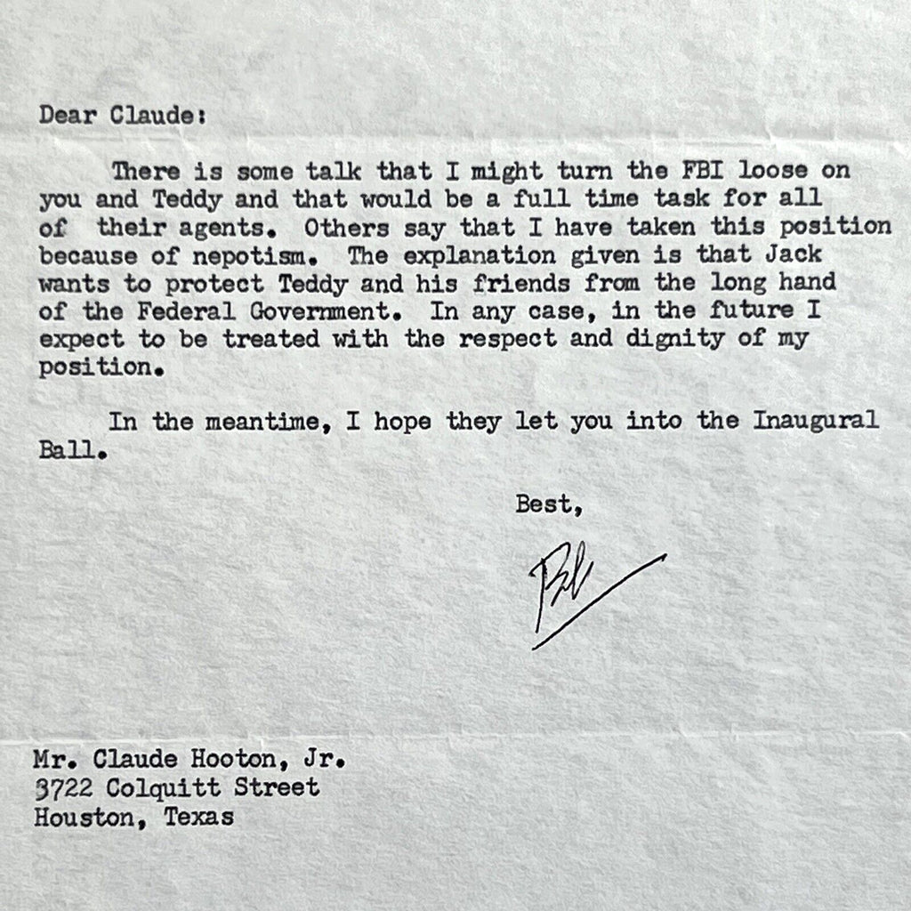 ROBERT F KENNEDY * PSA * Signed Autograph Re: Nepotism and Turning the FBI Loose