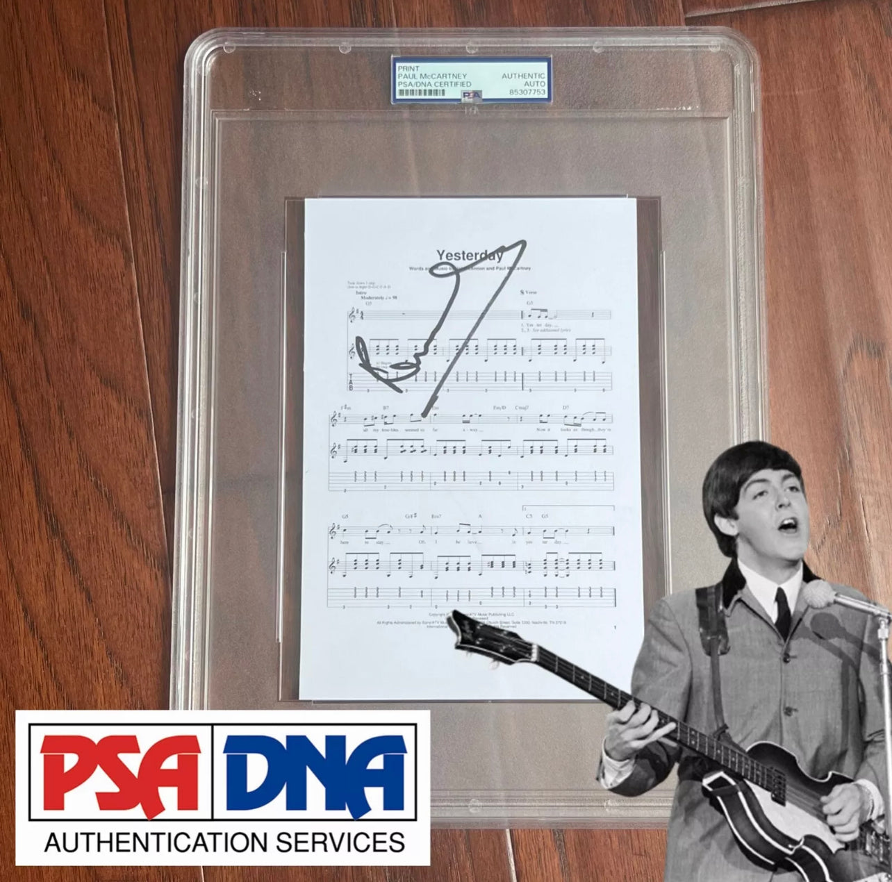 PAUL MCCARTNEY * PSA/DNA * "Yesterday" Song Autograph Souvenir Signed * Beatles