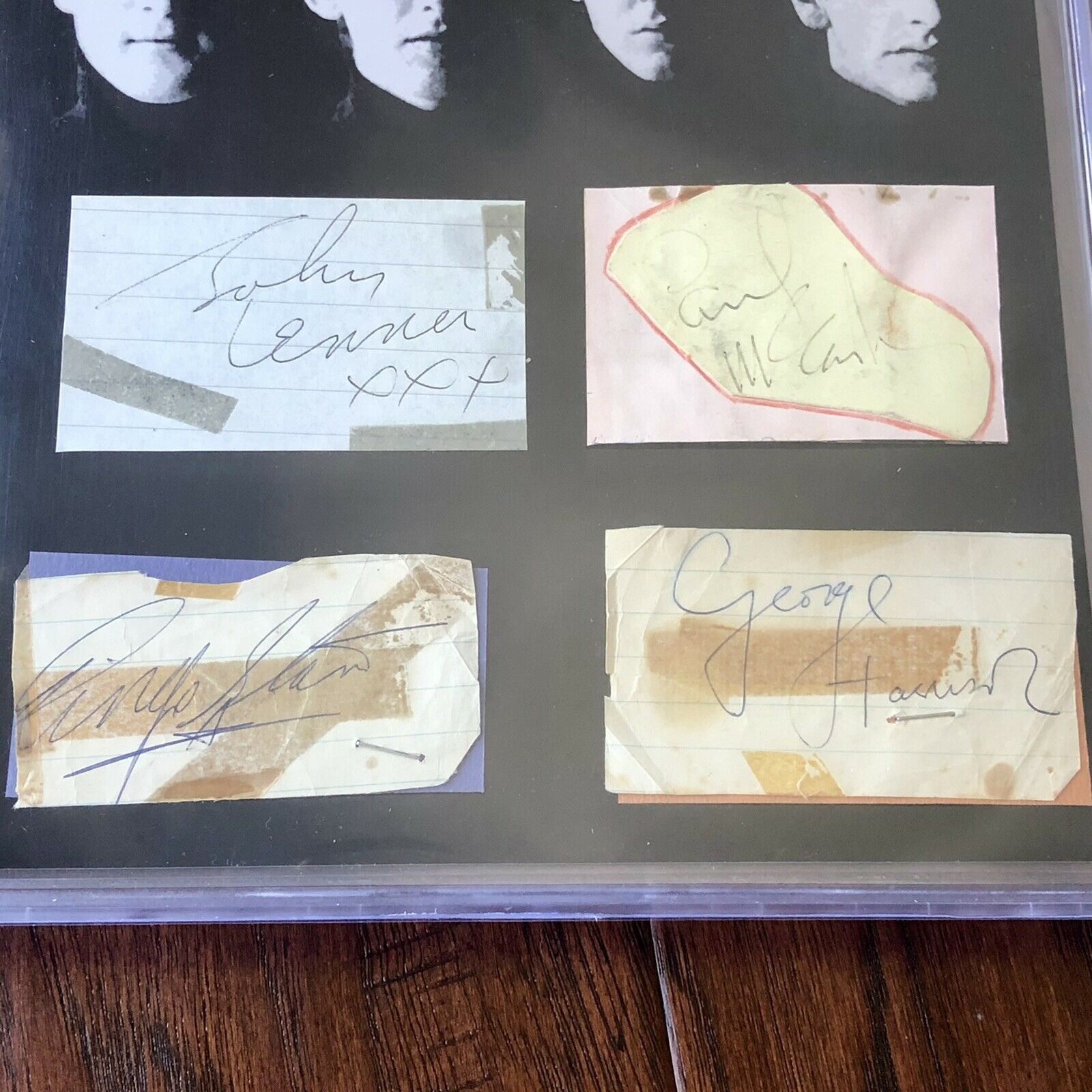 THE BEATLES * BAS Beckett Slab * Autograph Signed Cut Signatures * John Lennon