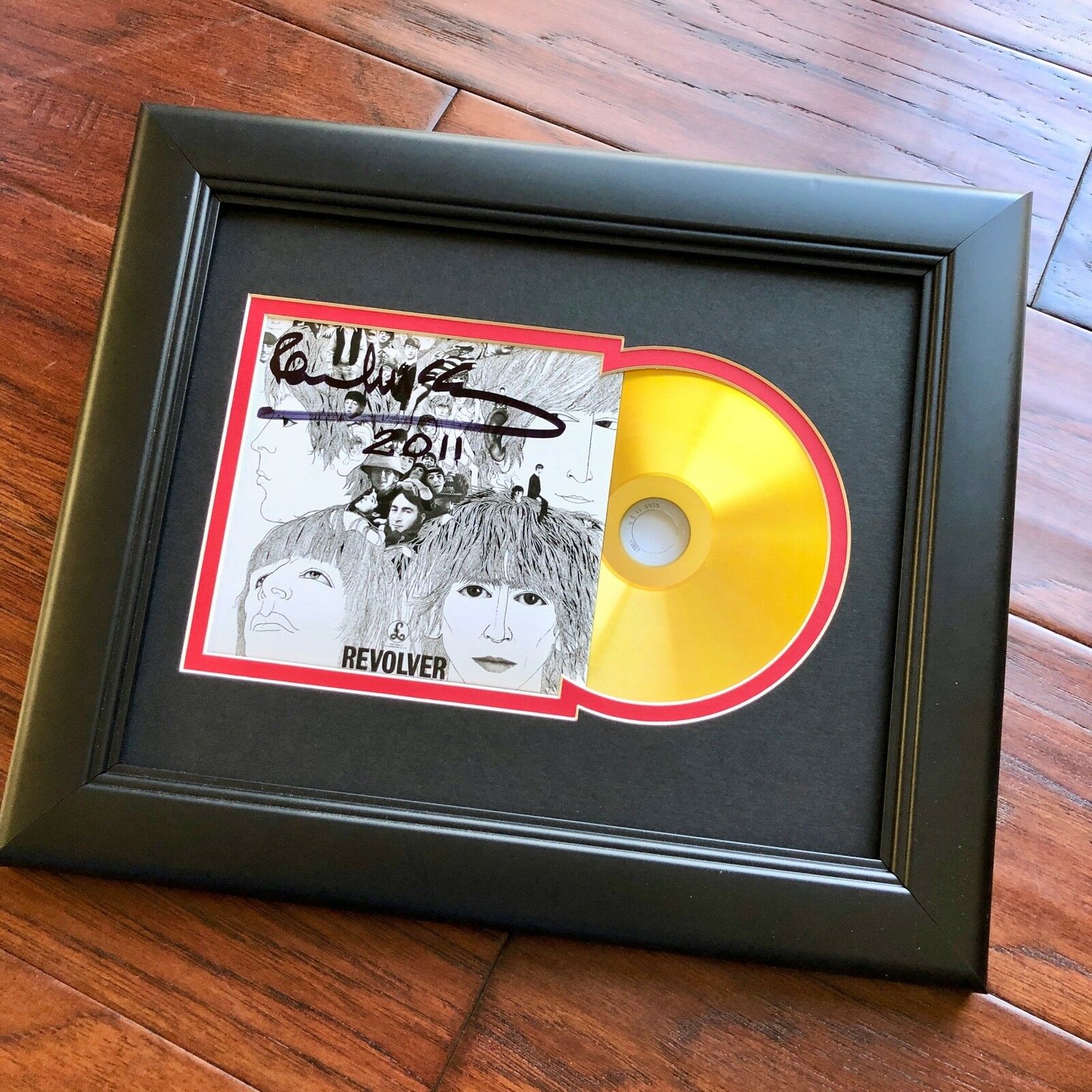 PAUL MCCARTNEY * Perry Cox * BEATLES REVOLVER Autograph Mini GOLD RECORD Signed