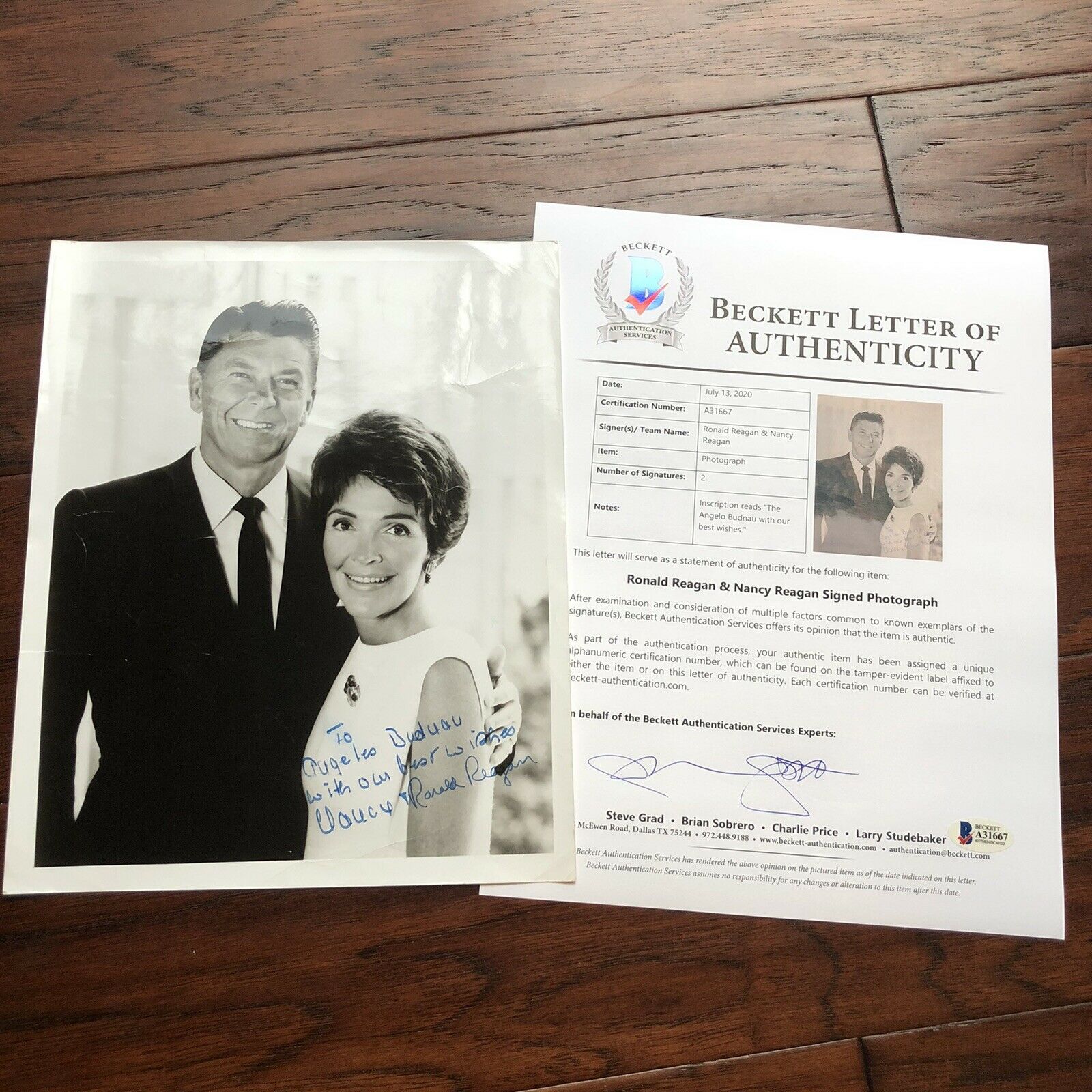 RONALD & NANCY REAGAN * BAS Beckett * Autograph Inscribed Signed Photo
