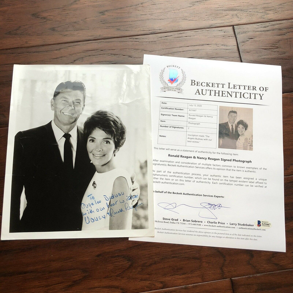 RONALD & NANCY REAGAN * BAS Beckett * Autograph Inscribed Signed Photo