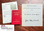 JOHN STEINBECK * JSA LOA * Hand-Signed Copy Of Mice And Men Autograph