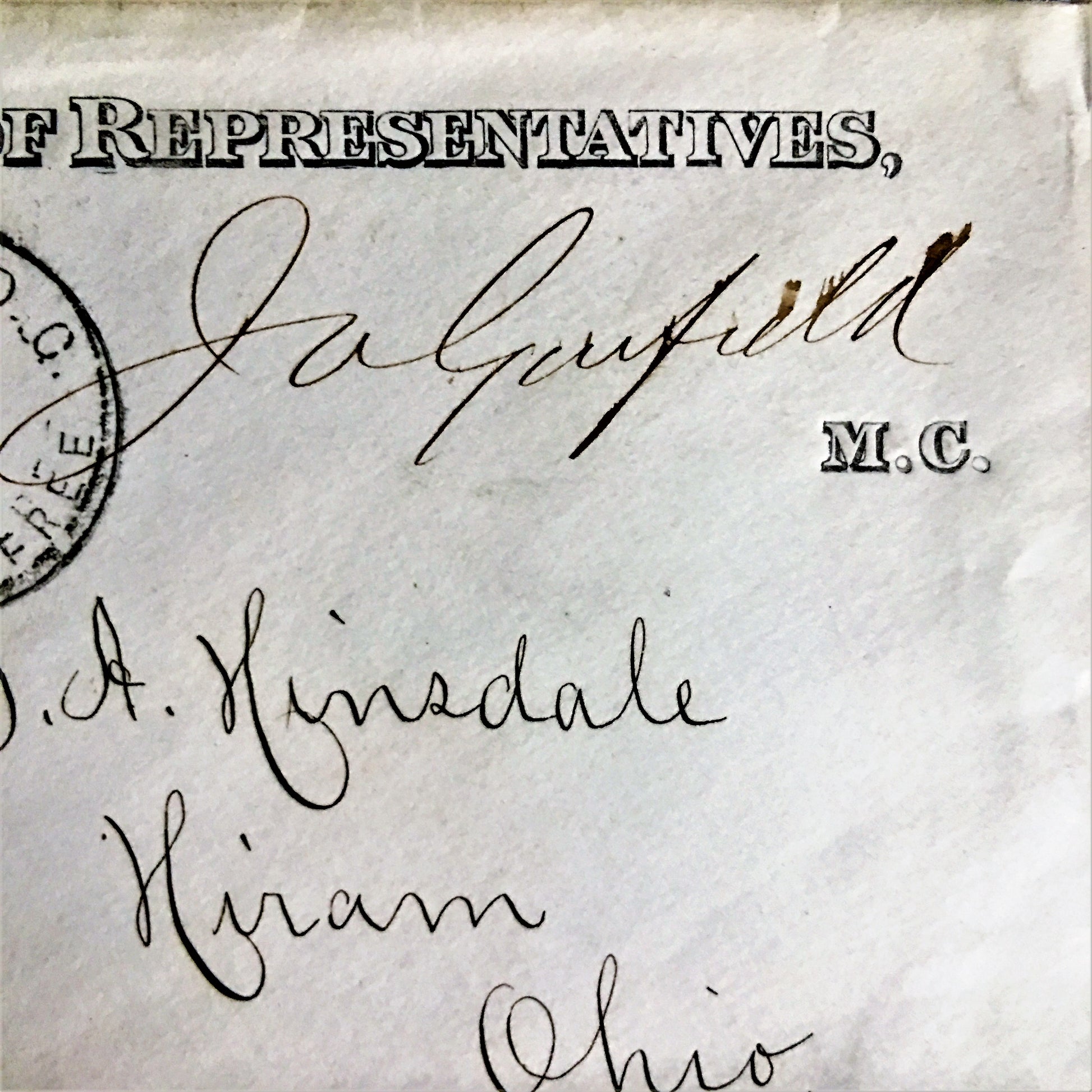 JAMES A. GARFIELD * Rare AUTOGRAPH Signed * Free Frank Envelope * President