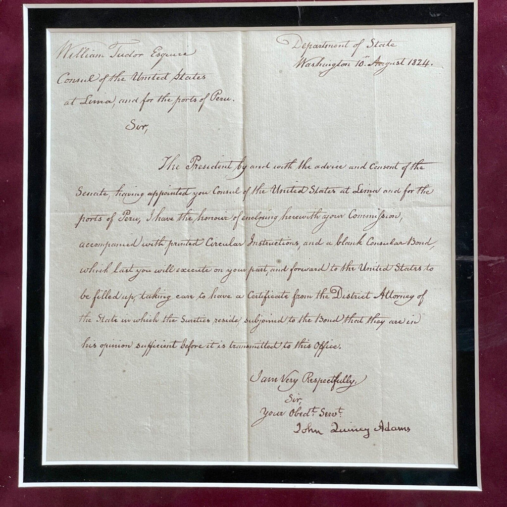 JOHN QUINCY ADAMS * JSA * Autograph Diplomatic Commission Letter Signed * Peru