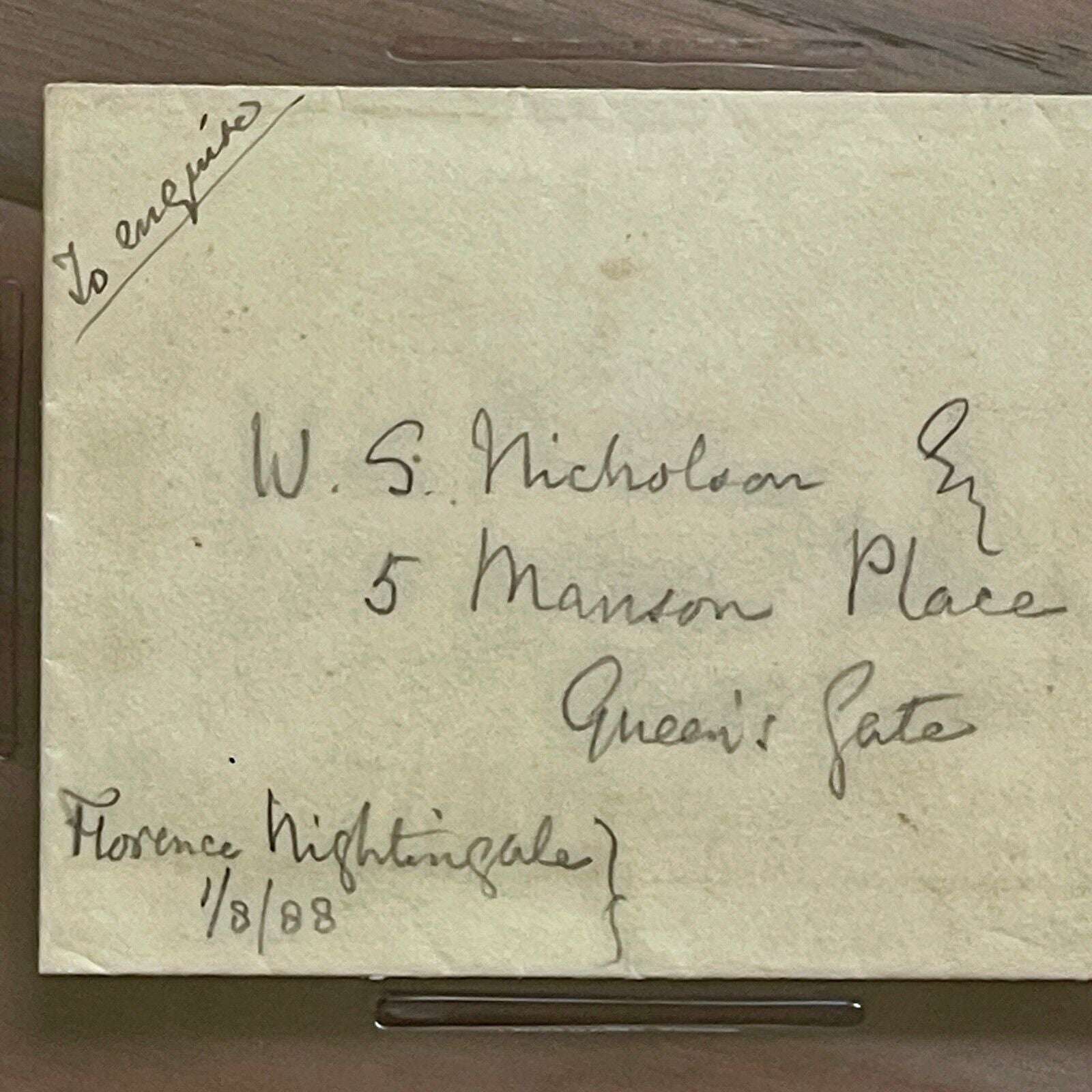 FLORENCE NIGHTINGALE * PSA/DNA * AUTOGRAPH Envelope SIGNED * To Red Cross Member