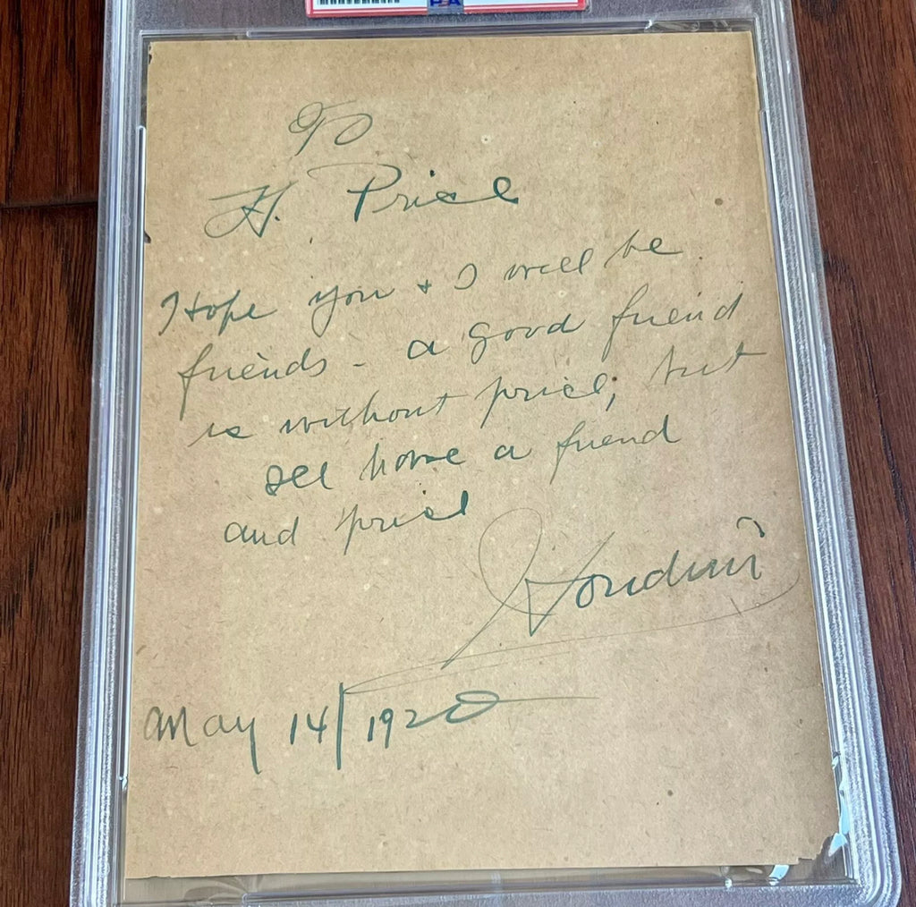 HARRY HOUDINI * PSA * Autograph Humorous Note Signed * Magician & Escape Artist