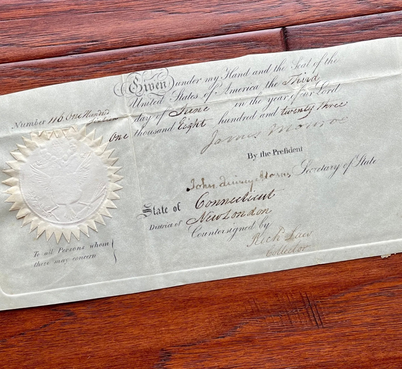 JAMES MONROE & JOHN QUINCY ADAMS * Beckett BAS * AUTOGRAPH Ships Passport SIGNED