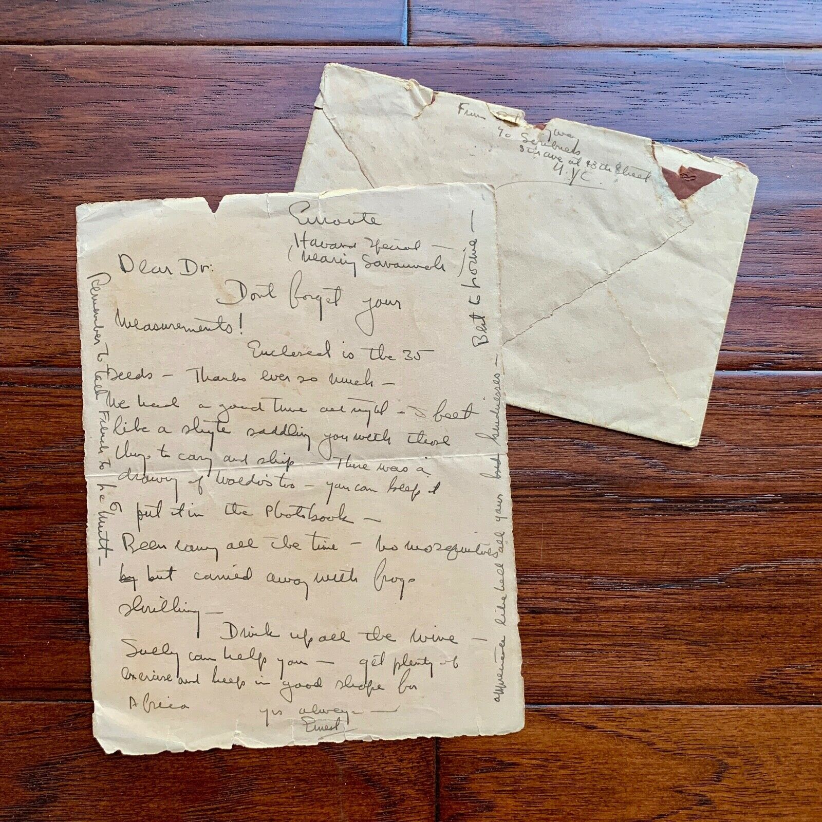 ERNEST HEMINGWAY * BAS * Handwritten Autograph LETTER * "Green Hills of Africa"