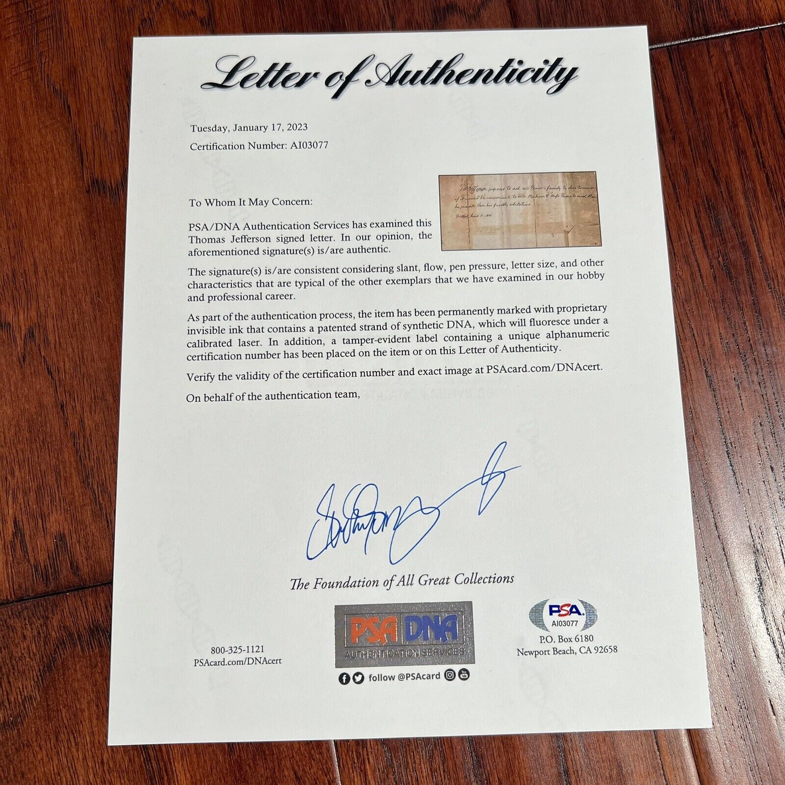 THOMAS JEFFERSON * PSA/DNA * Signed Invitation to Mrs. James Madison Autograph