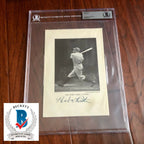 BABE RUTH * Beckett BAS * Autograph Uninscribed At Bat Photo Signed Graded 8