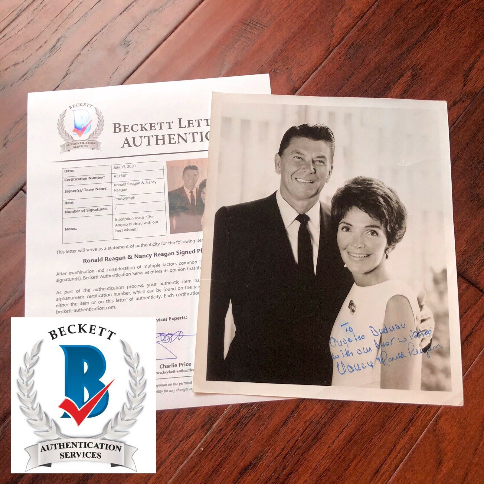 RONALD & NANCY REAGAN * BAS Beckett * Autograph Inscribed Signed Photo