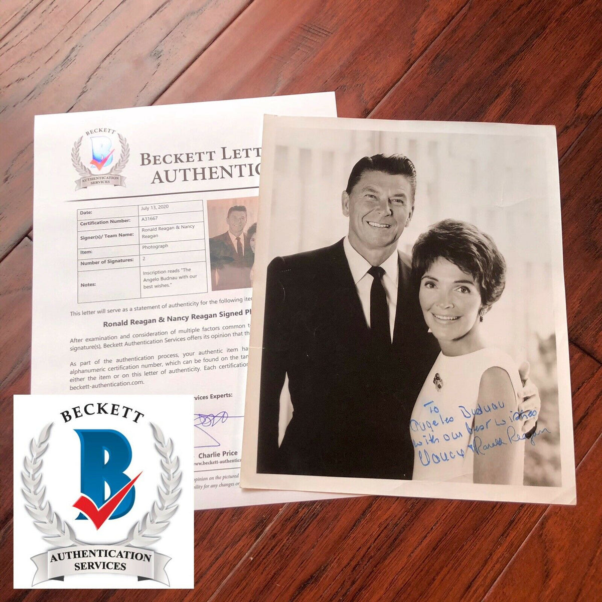 RONALD & NANCY REAGAN * BAS Beckett * Autograph Inscribed Signed Photo