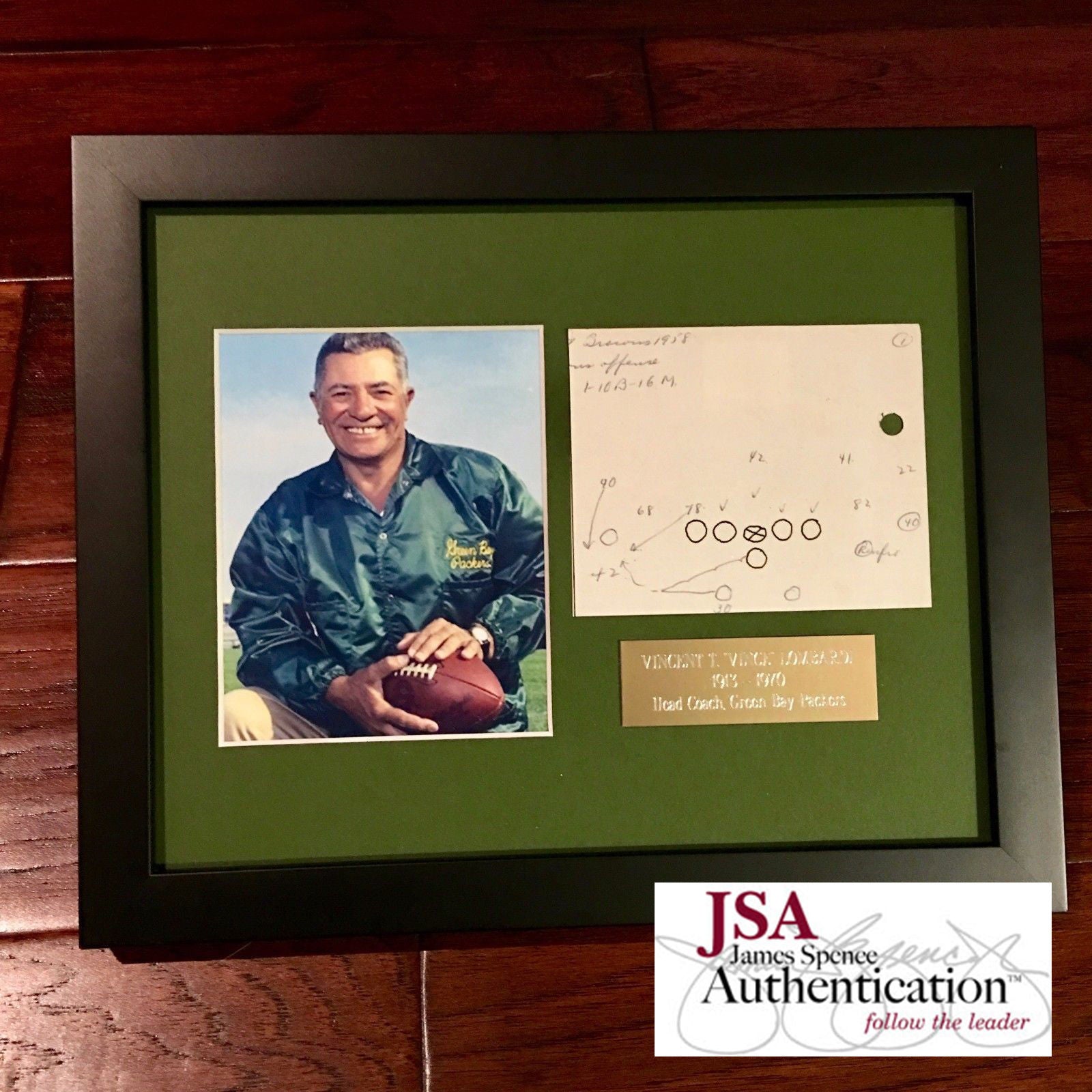 VINCE LOMBARDI JSA COA Scarce Handwritten Play Packers