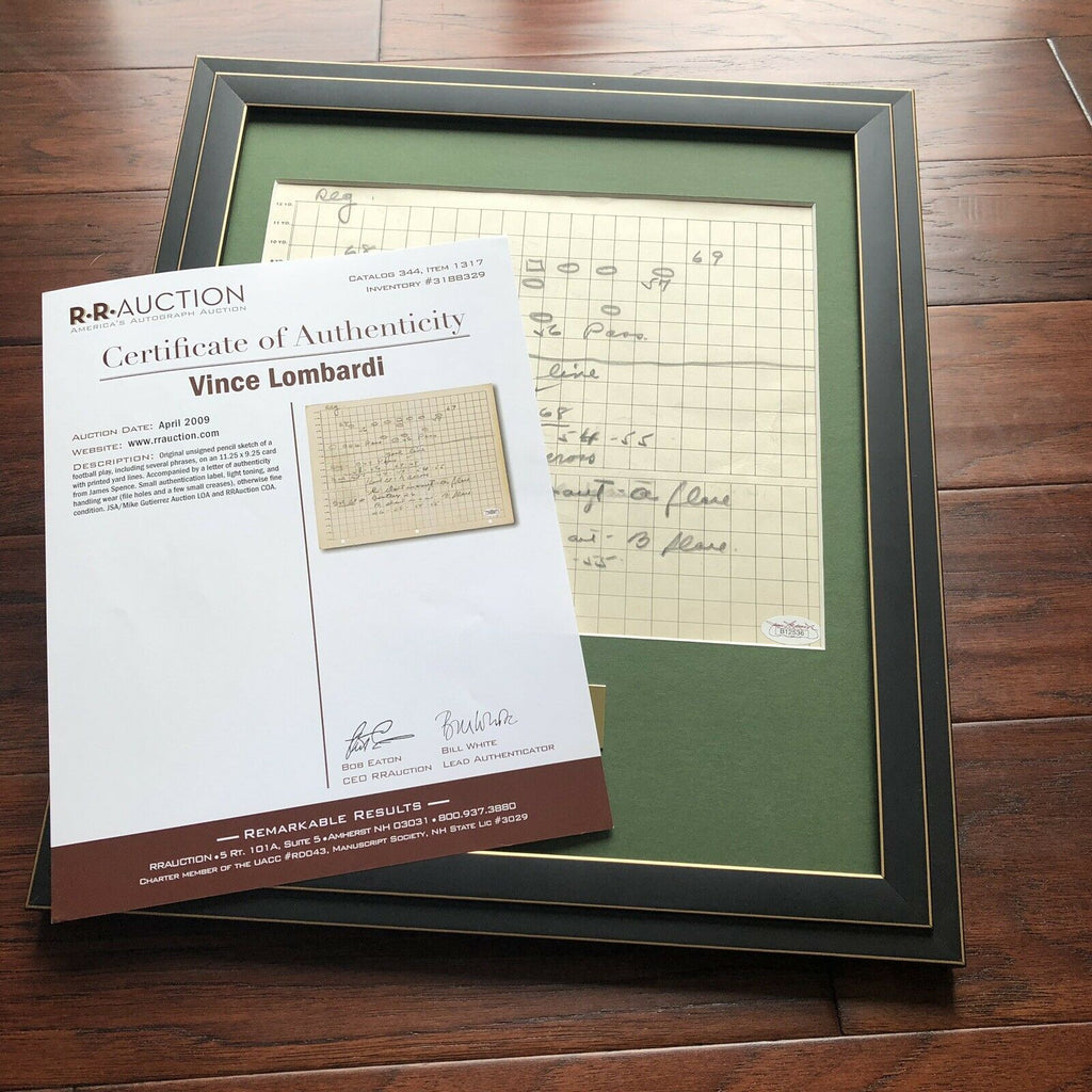 VINCE LOMBARDI * JSA COA * Scarce Handwritten Play Packers