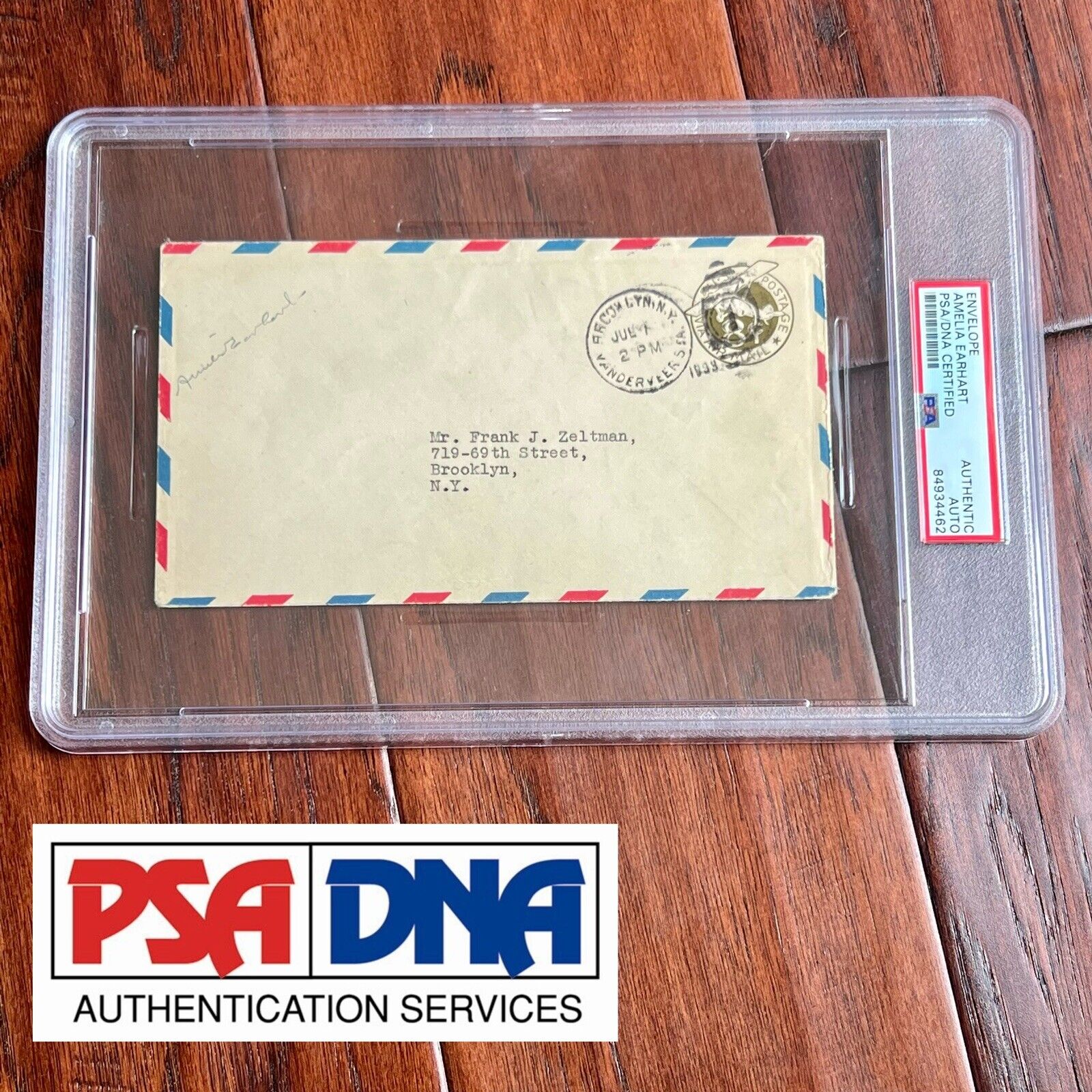 AMELIA EARHART * PSA/DNA * Encapsulated Autograph 1933 Air Race Cover Signed