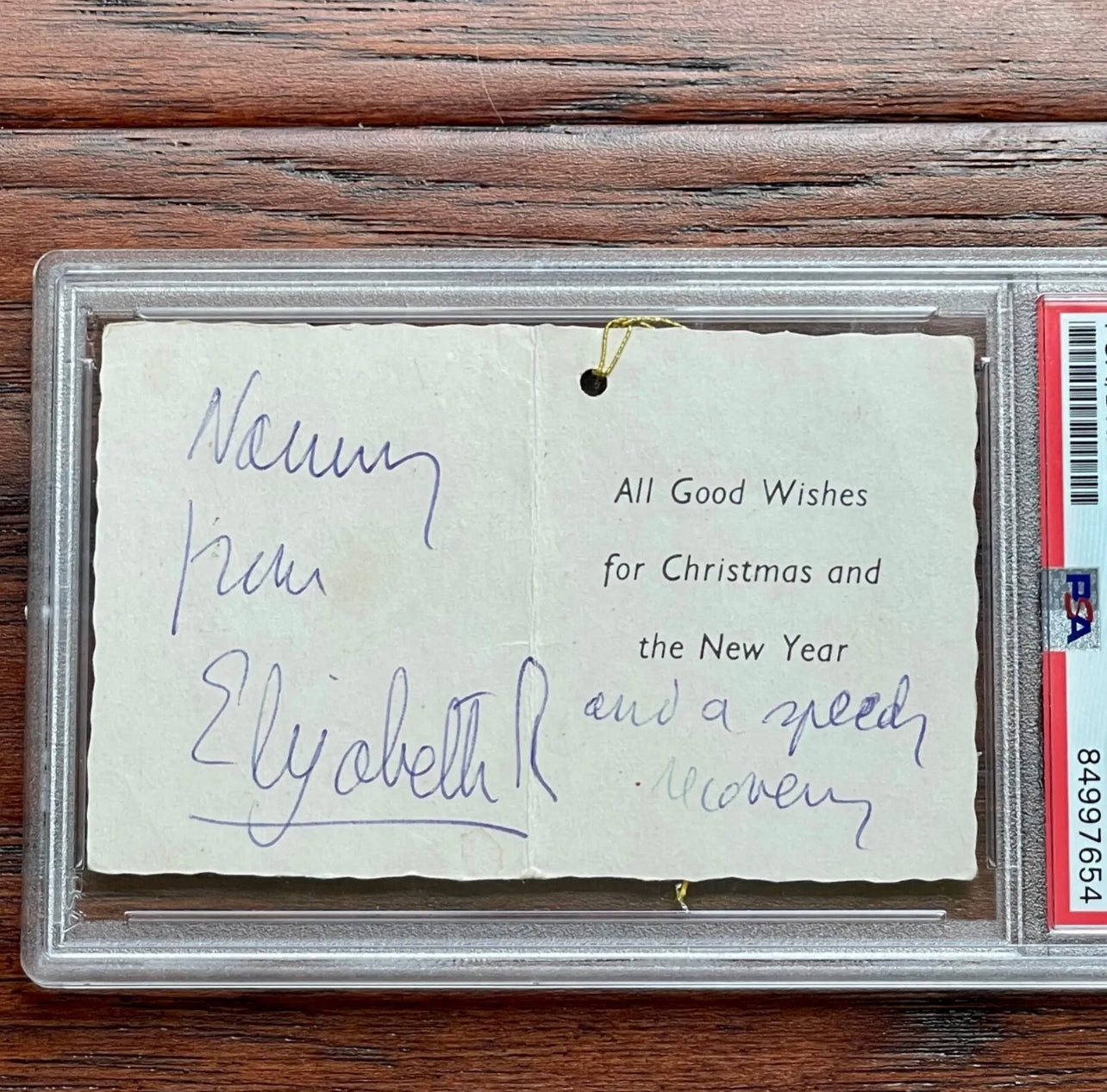 QUEEN ELIZABETH II * PSA * Autograph Christmas Gift Card Hang Tag SIGNED