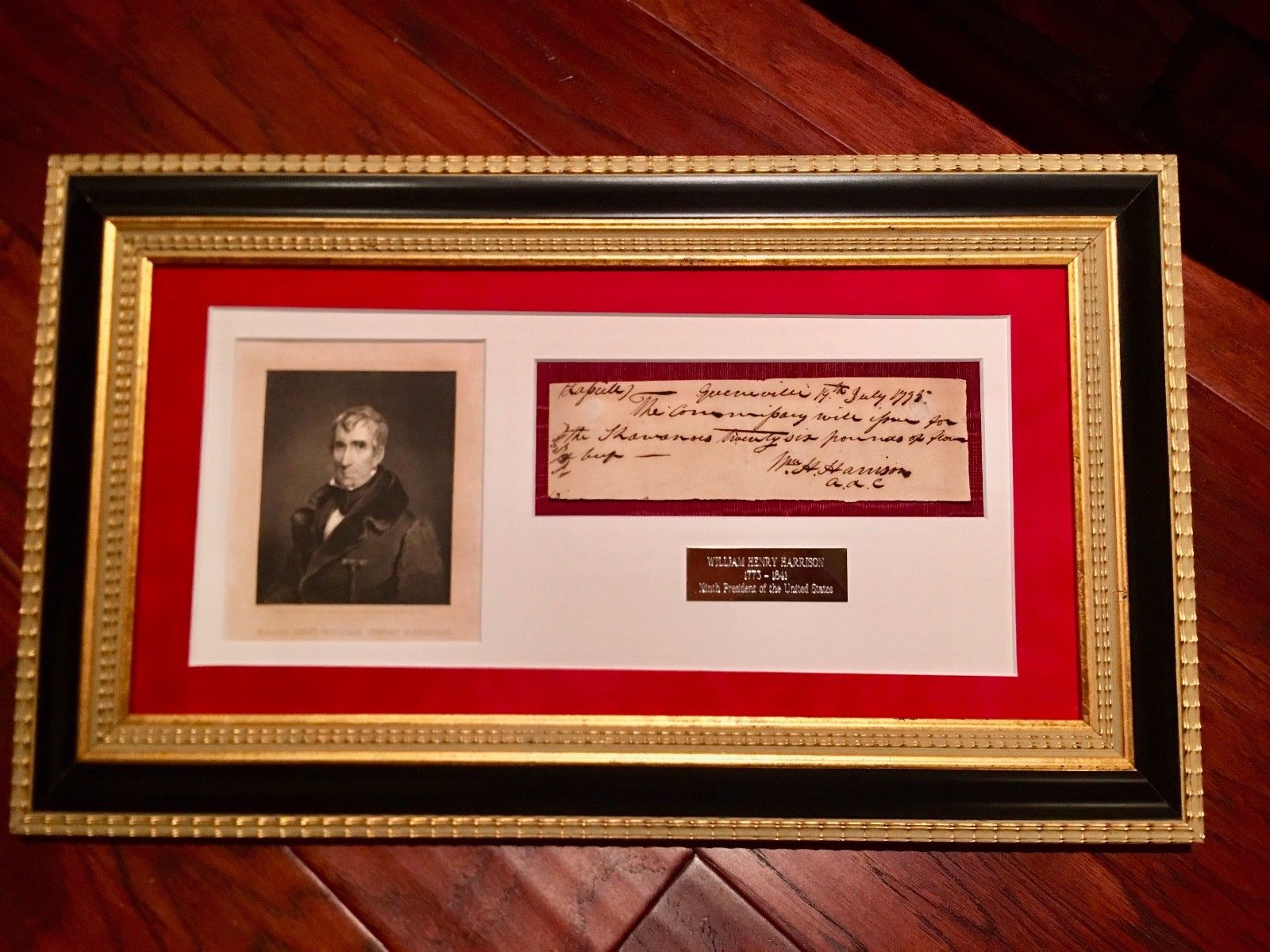 WILLIAM HENRY HARRISON * Scarce AUTOGRAPH Note SIGNED * President * COA