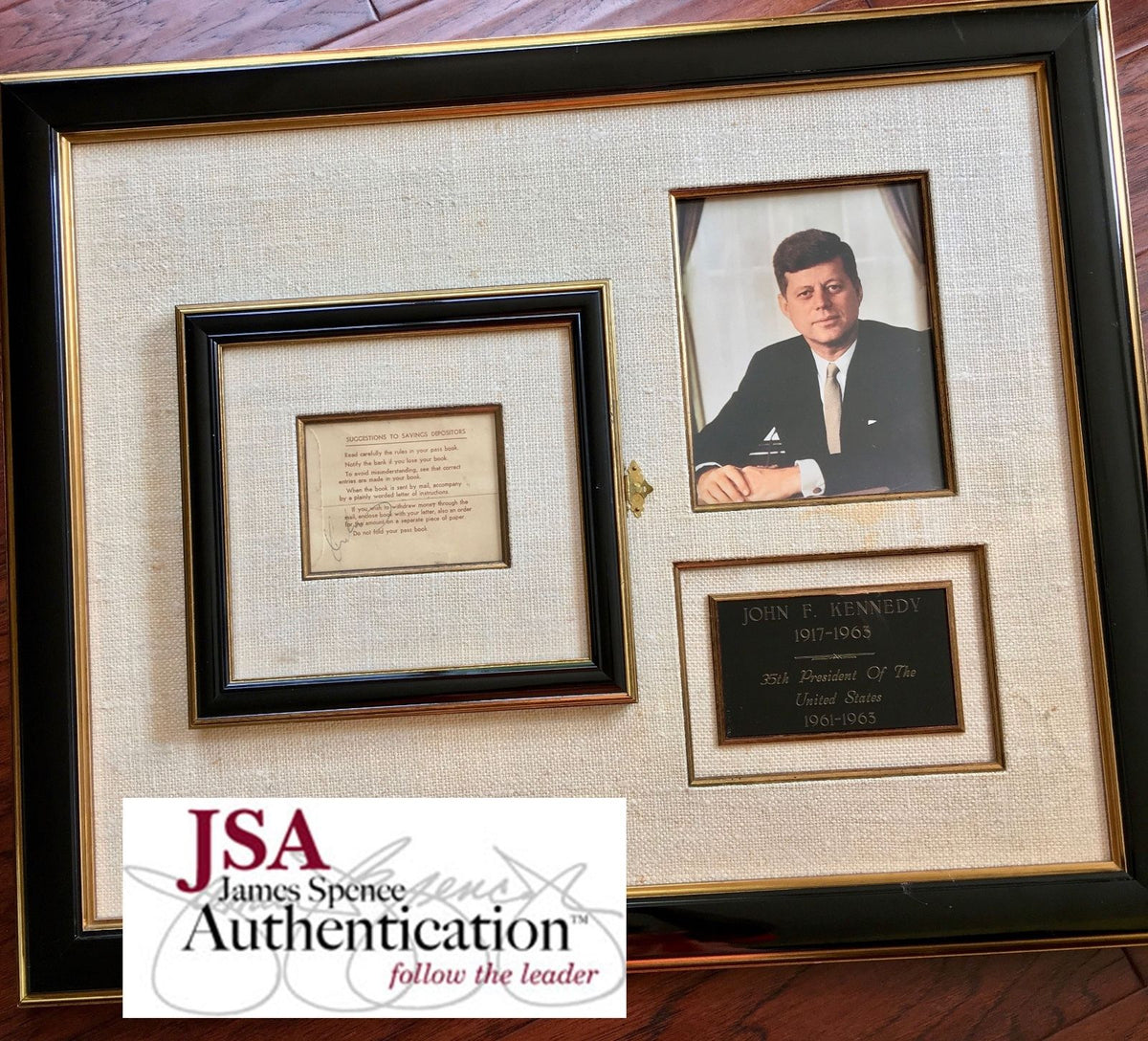 JOHN F KENNEDY * JSA COA * Authentic JFK AUTOGRAPH Signed Display * 1960