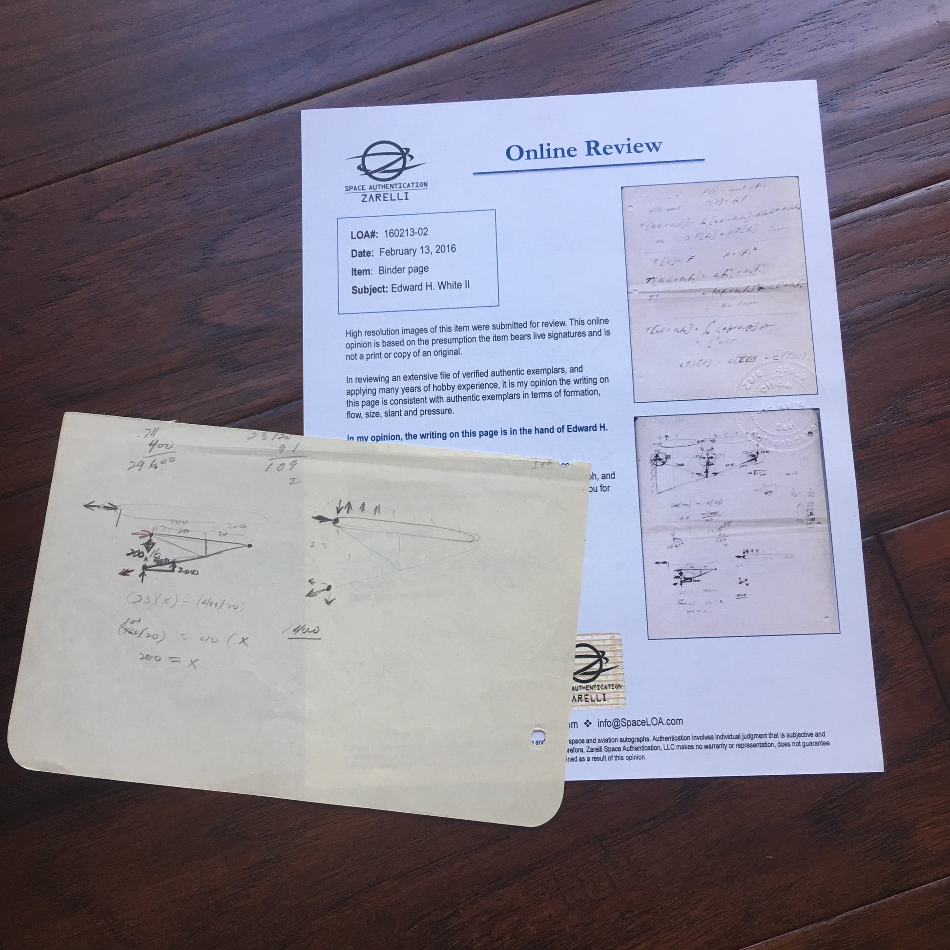 EDWARD H. WHITE II * Authentic Half Page Notes * FULL OF DIAGRAMS  * APOLLO 1