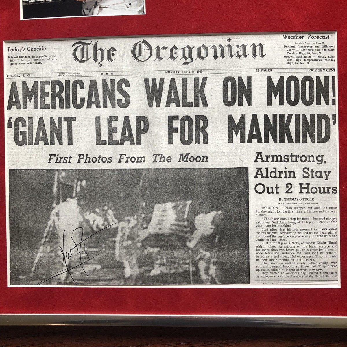 NEIL ARMSTRONG * Signed "Giant Leap" Autograph Newspaper * Zarelli Apollo 11