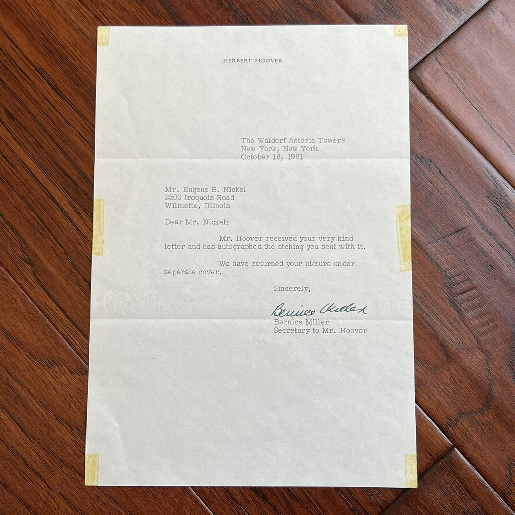 HERBERT HOOVER * JSA * Signed 11x14 Engraving Autograph Official BEP Portrait