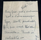 THOMAS EDISON * JSA LOA * Handwritten Autograph Letter Signed Hiring Salesman