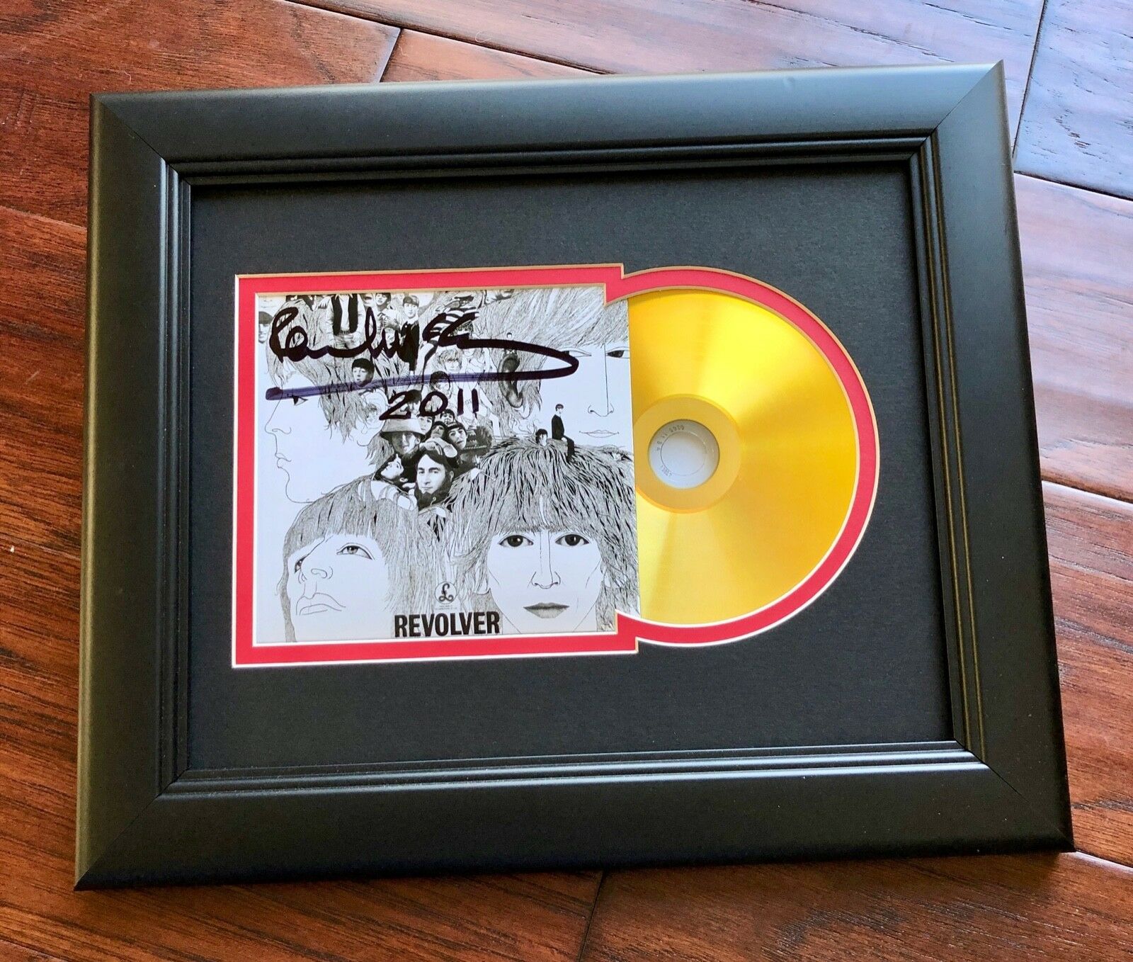 PAUL MCCARTNEY * Perry Cox * BEATLES REVOLVER Autograph Mini GOLD RECORD Signed