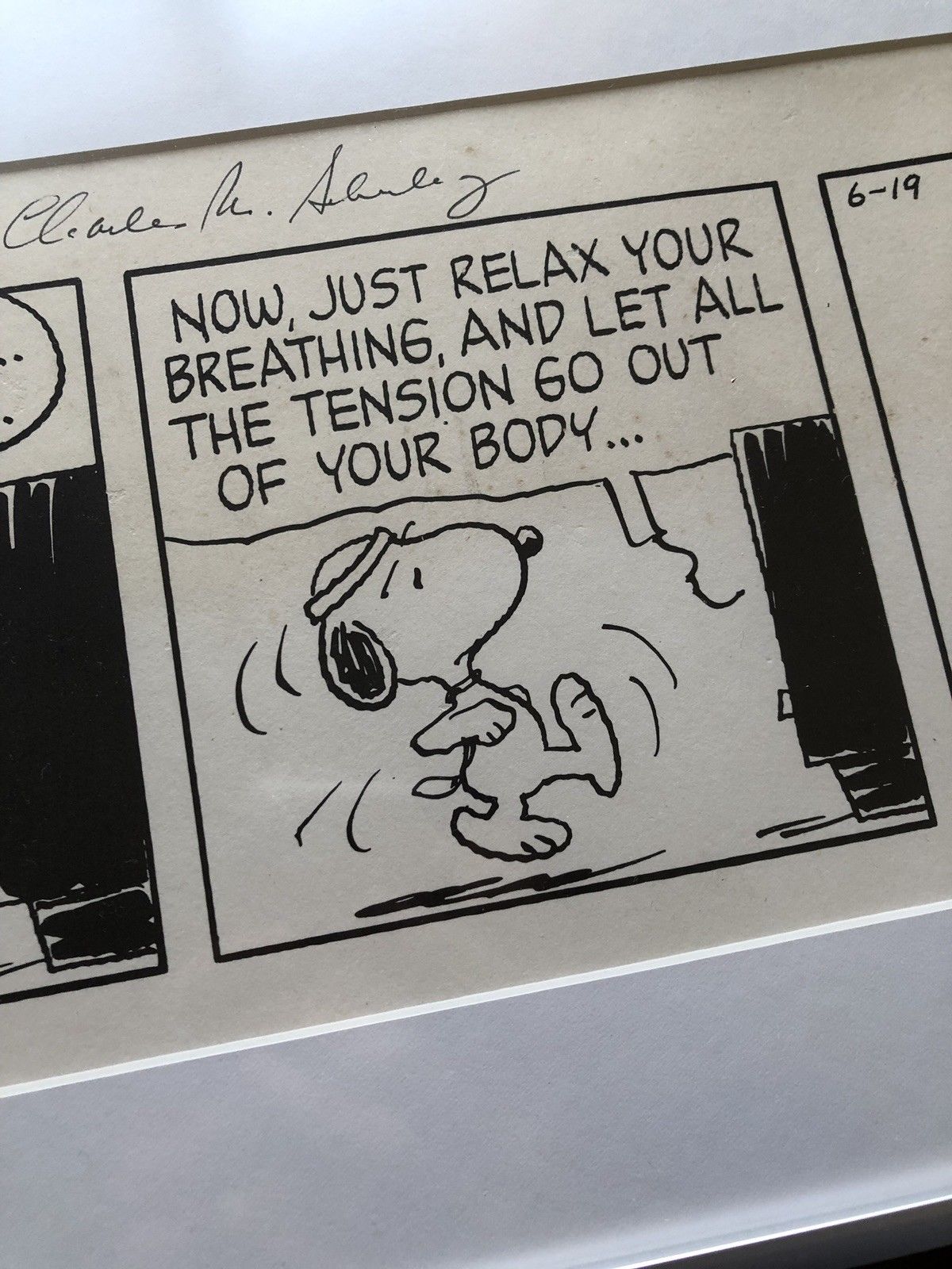 CHARLES M. SCHULZ * Hand Signed SNOOPY ARTWORK * Peanuts Autograph Comic Strip