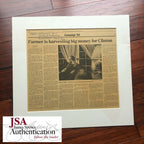 BILL CLINTON * JSA LOA * AUTOGRAPH Newspaper SIGNED re: Harvesting Contributions