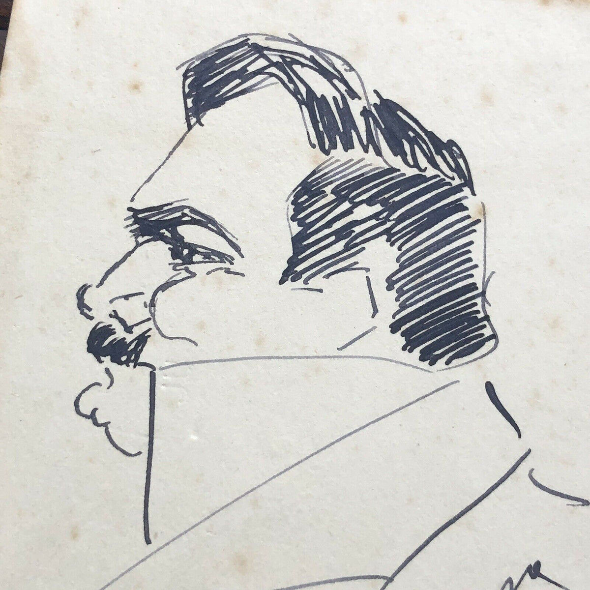 ENRICO CARUSO * Beckett BAS * Hand Signed Drawing Self Portrait Autograph *